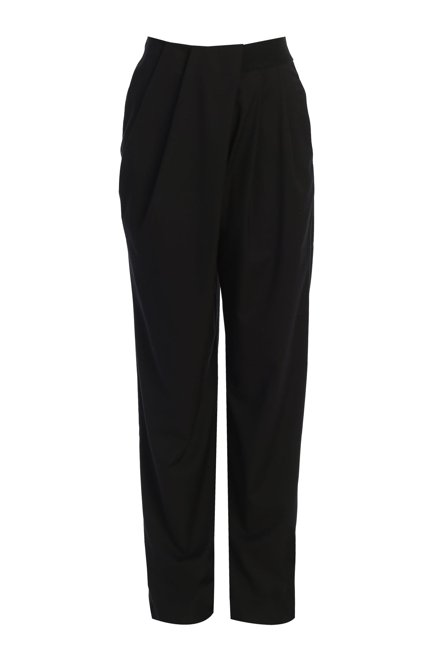 Black Asymmetrical Draped Trousers JLUXLABEL