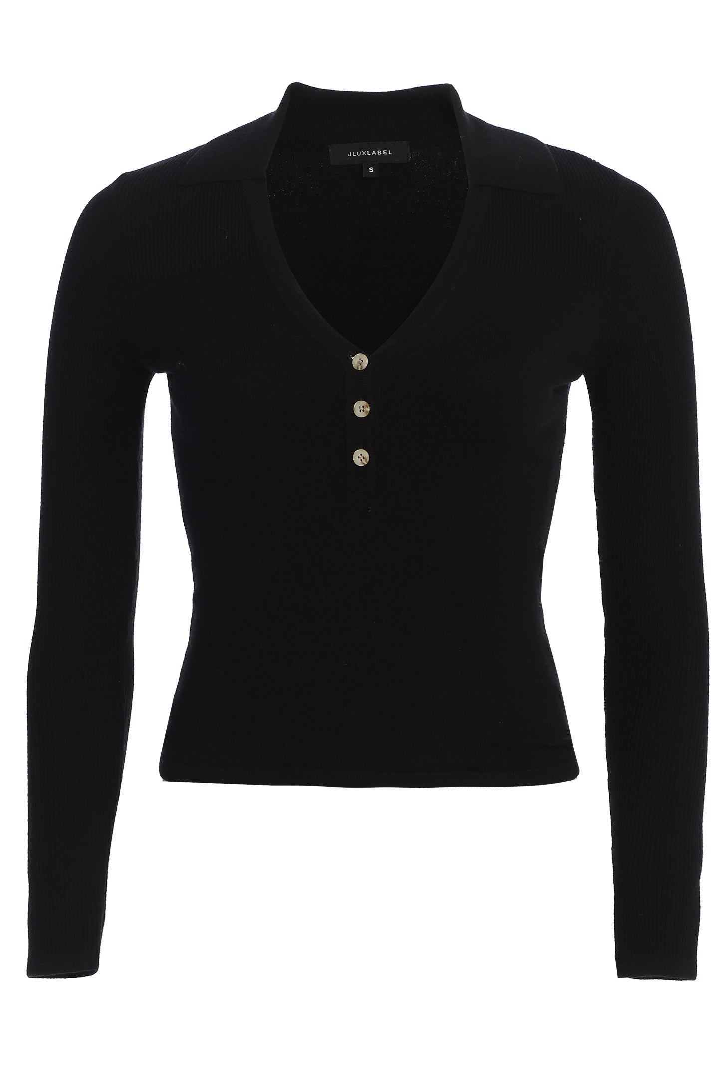 Black Ashley Collared Top JLUXLABEL