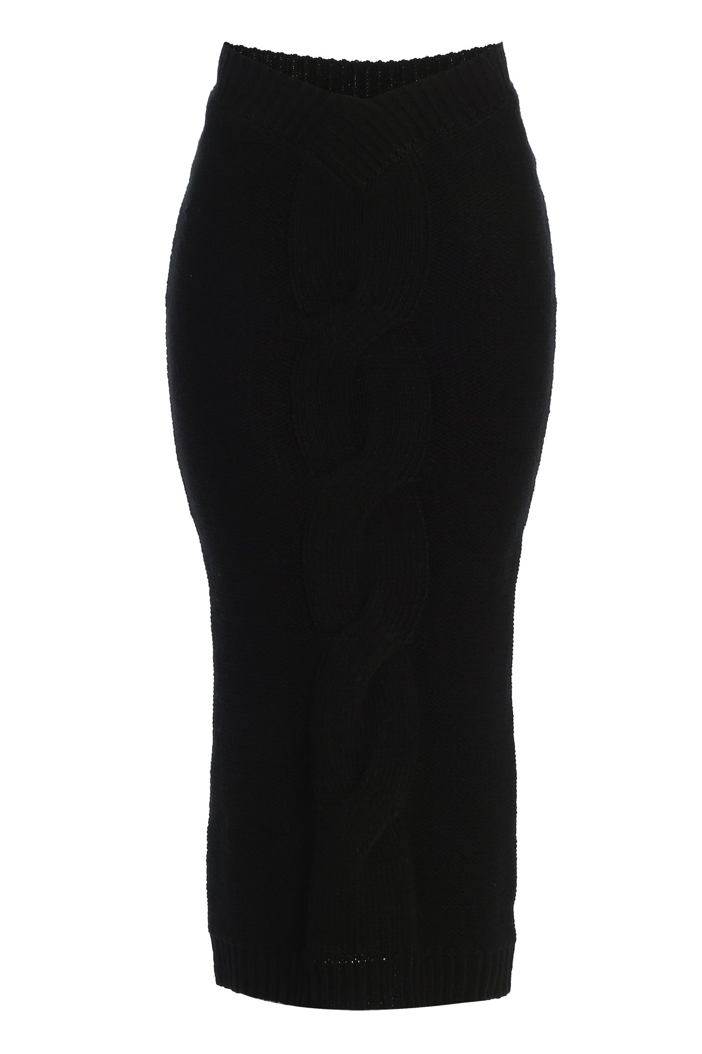 Black Merine Knit Midi Skirt JLUXLABEL