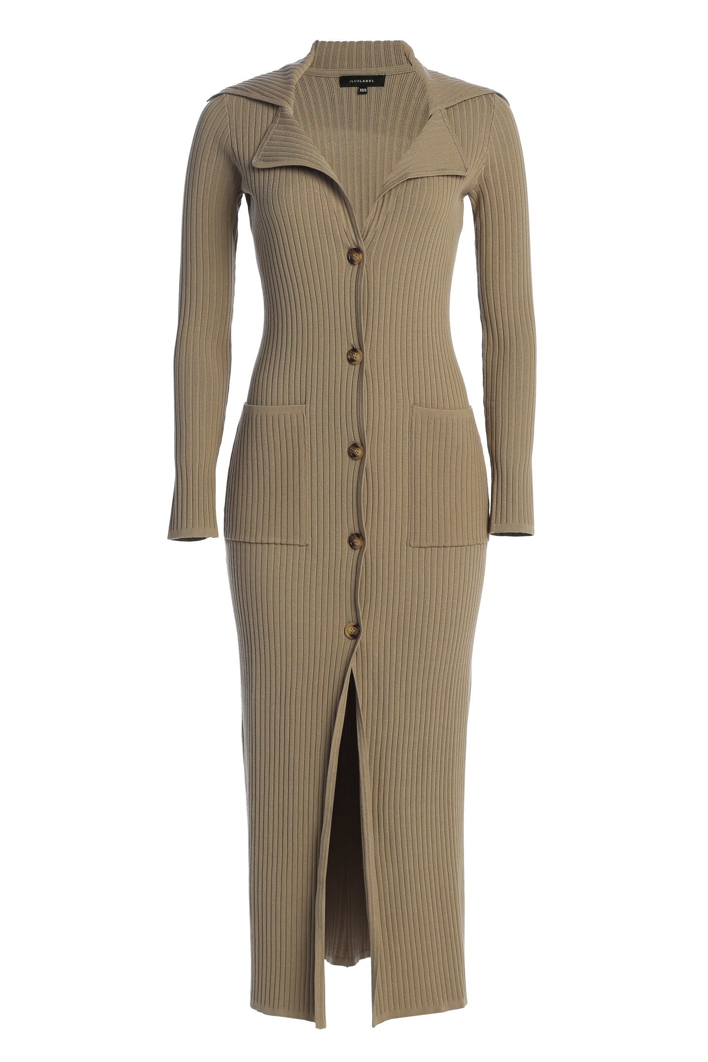 Taupe Lida Ribbed Duster JLUXLABEL