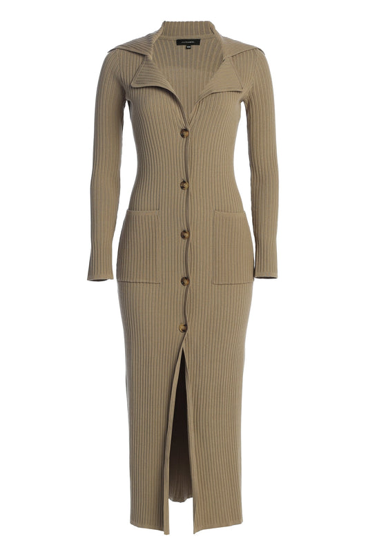 Taupe Lida Ribbed Duster JLUXLABEL
