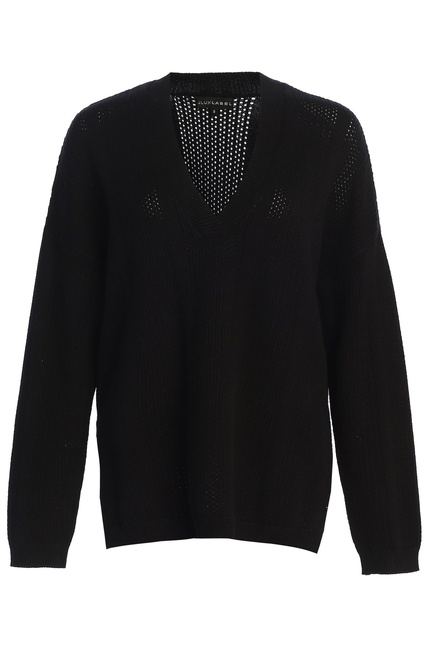 Black Estela Sweater Knit Top JLUXLABEL