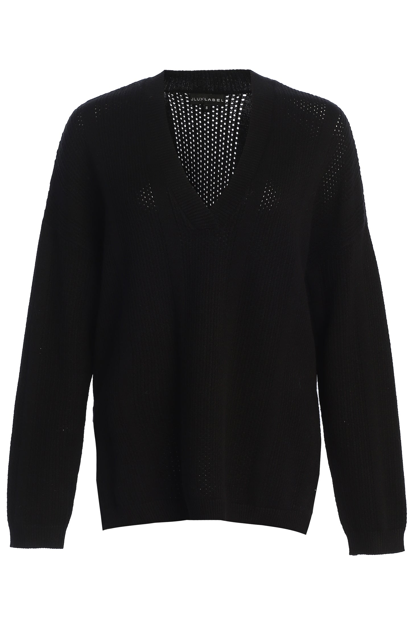 Black Estela Sweater Knit Top JLUXLABEL