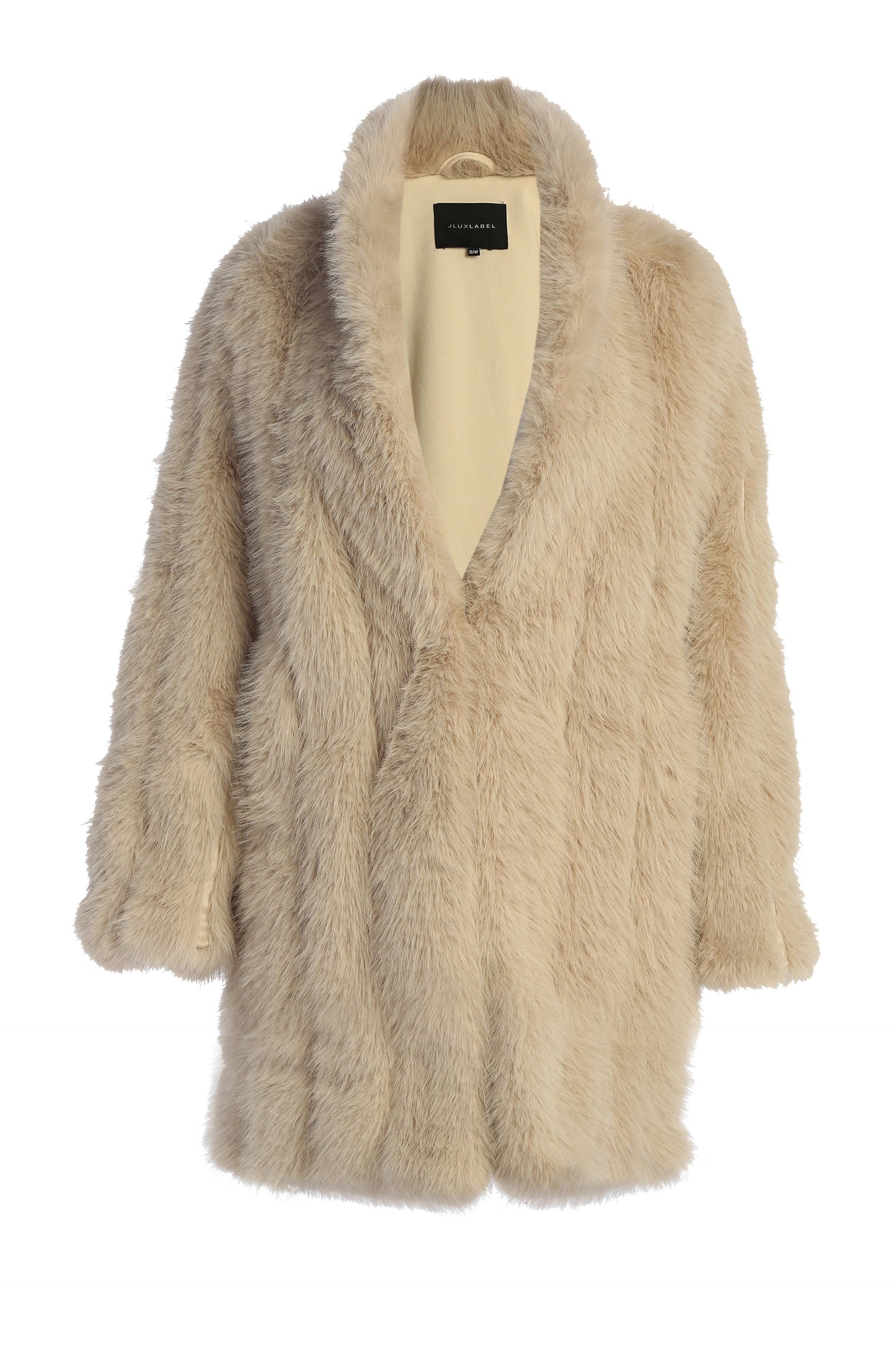 Beige Cropped Manhattan Faux Fur Coat JLUXLABEL