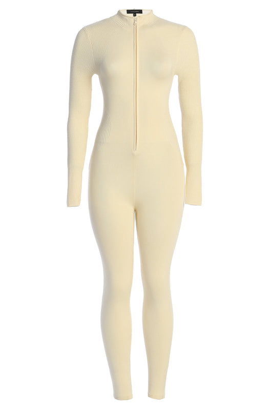 Buttercream Kris Front Zipper Jumpsuit JLUXLABEL