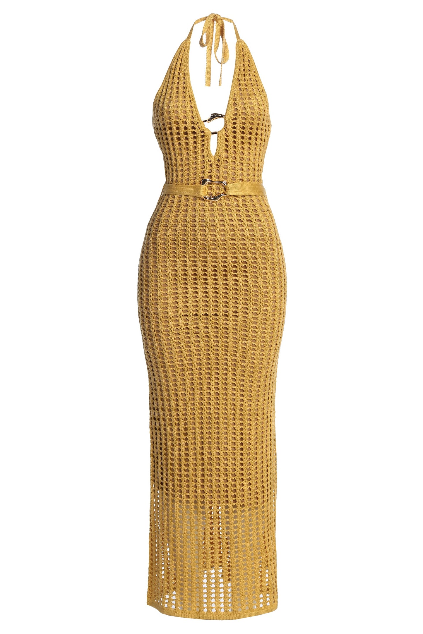 Yellow Oceanic Dream Crochet Maxi Dress JLUXLABEL