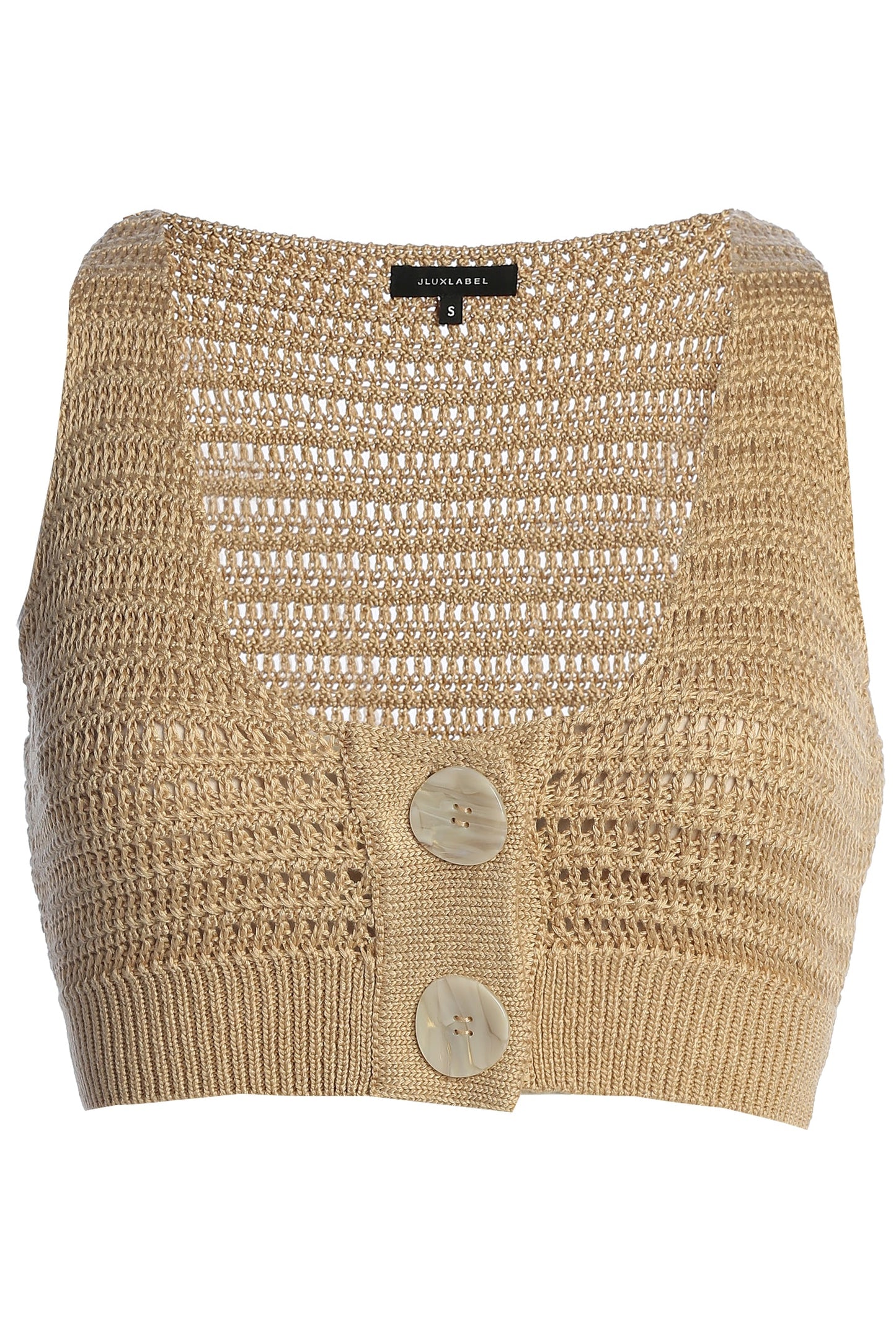 Beige Salmah Crochet Top JLUXLABEL