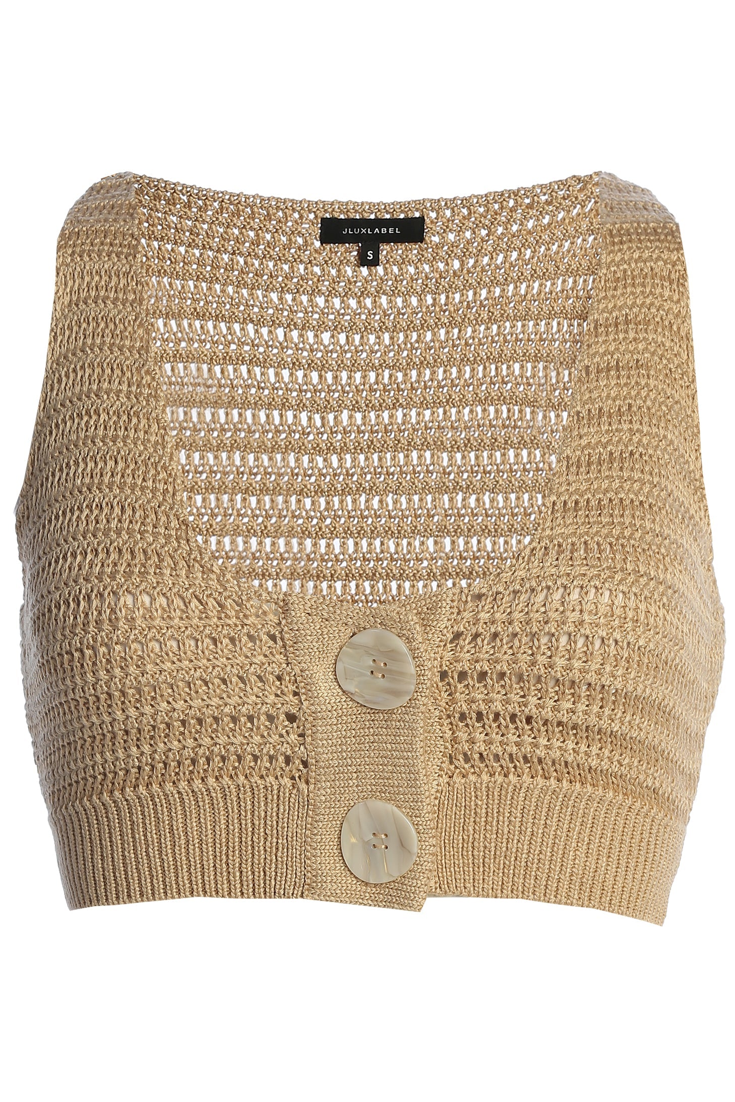 Beige Salmah Crochet Top JLUXLABEL