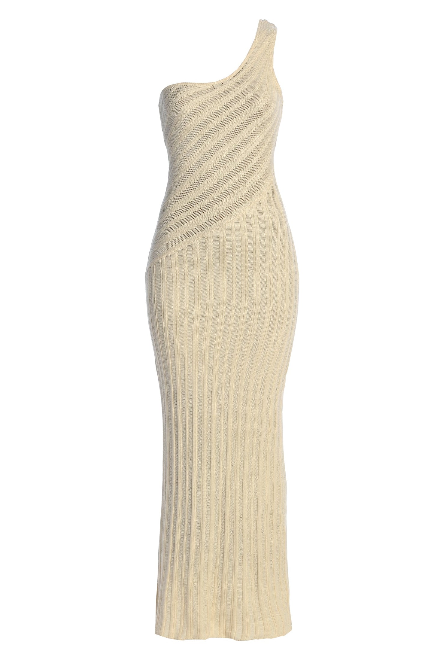 Ivory Fringe Knit Maxi Dress JLUXLABEL