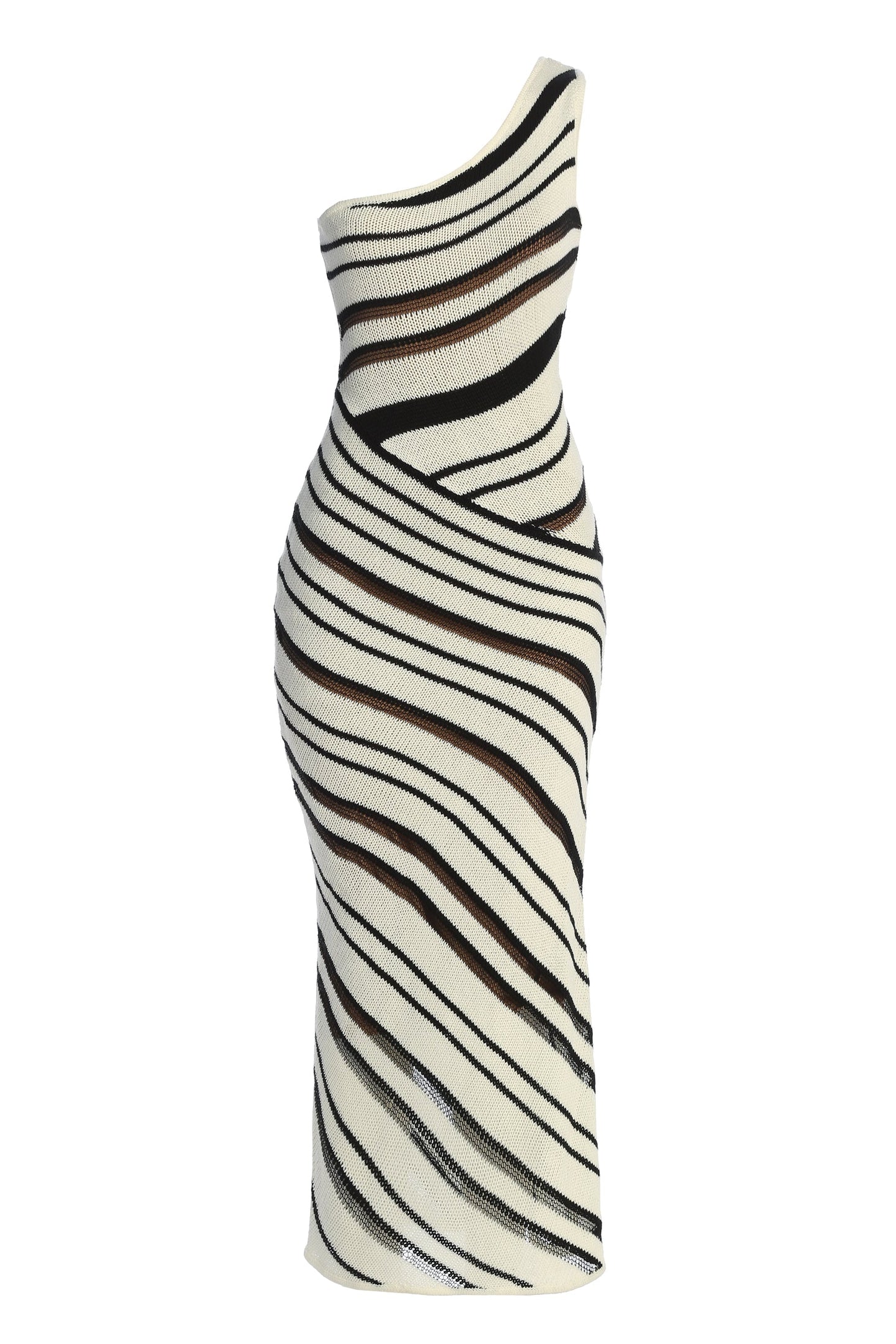 Ivory/Black Sanibel Ruched Maxi Knit Dress JLUXLABEL