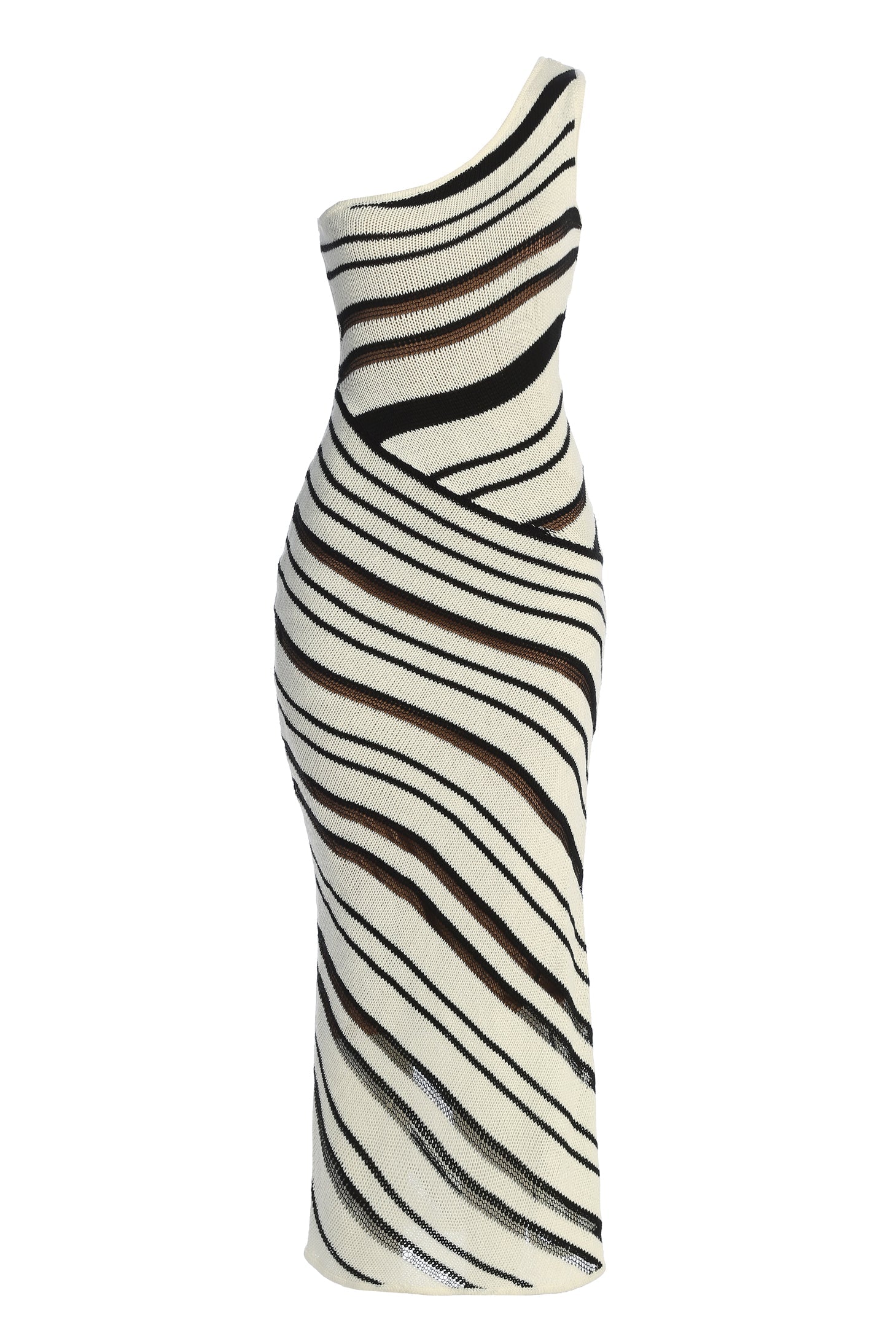 Ivory/Black Sanibel Ruched Maxi Knit Dress JLUXLABEL