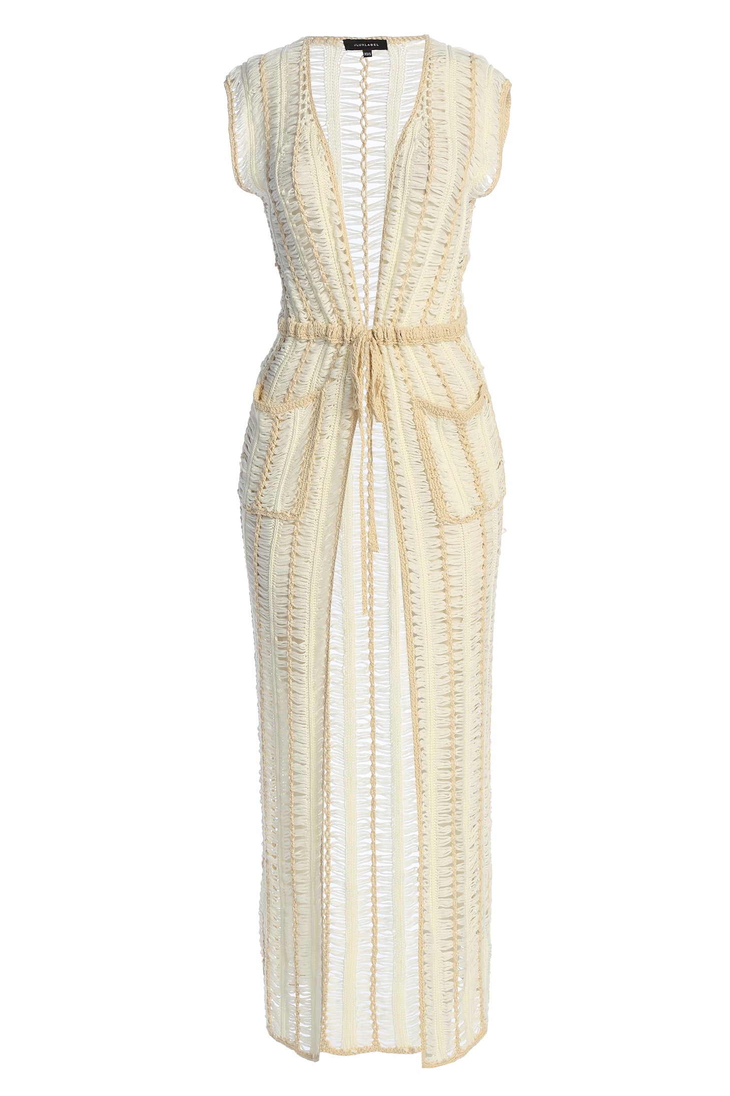 Ivory/Beige Marcelle Crochet Maxi Dress JLUXLABEL