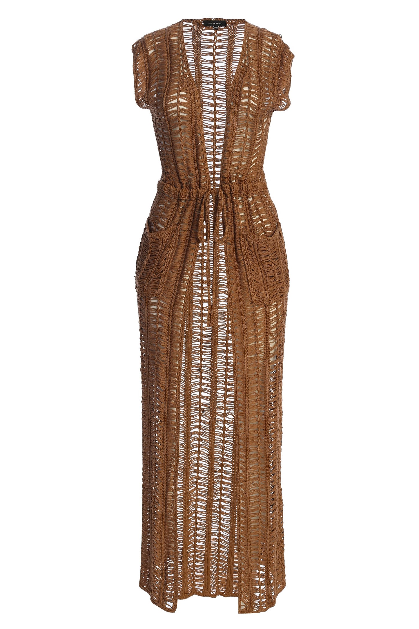 Taupe Marcelle Crochet Maxi Dress JLUXLABEL