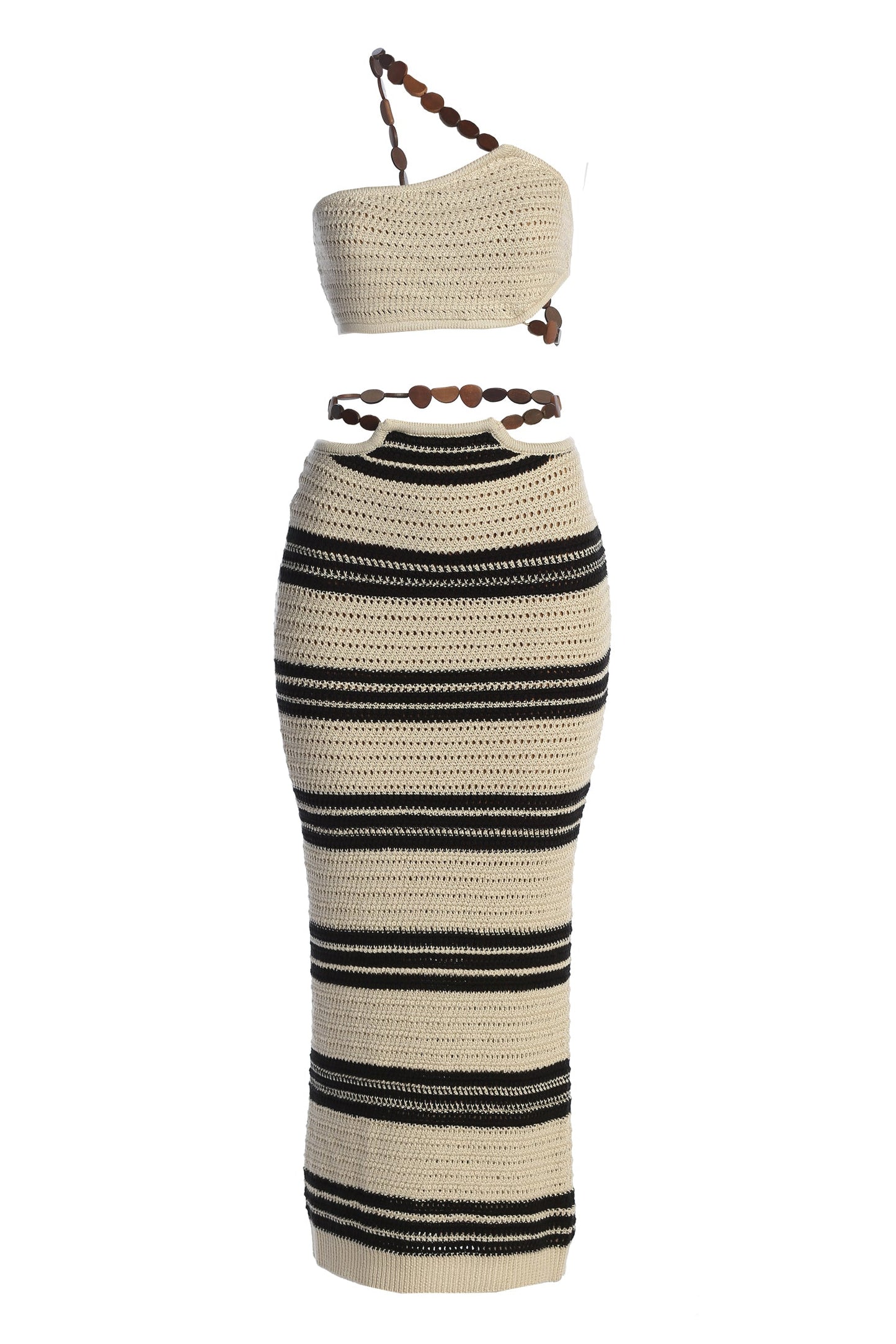 Cream/Black Isla Crochet Skirt Set JLUXLABEL
