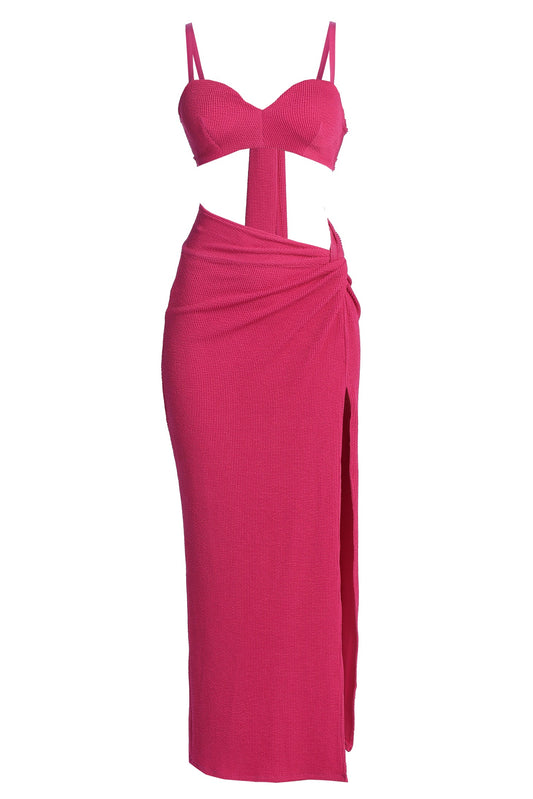 Fuchsia Deidra Draped Skirt Set
