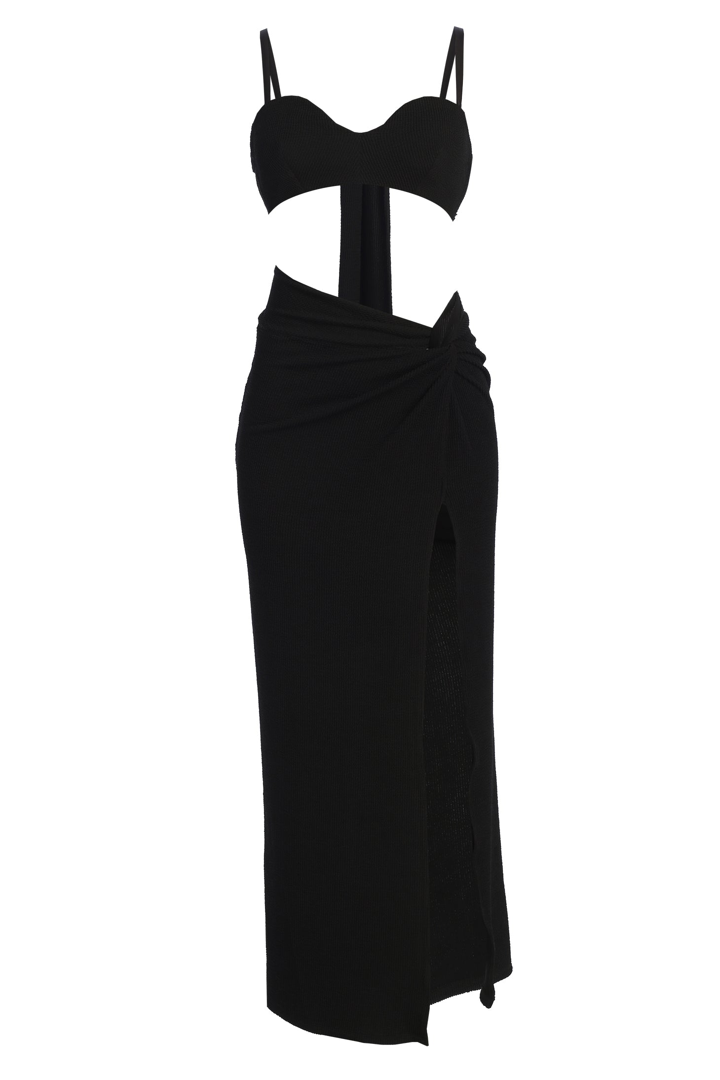 Black Deidra Draped Skirt Set JLUXLABEL