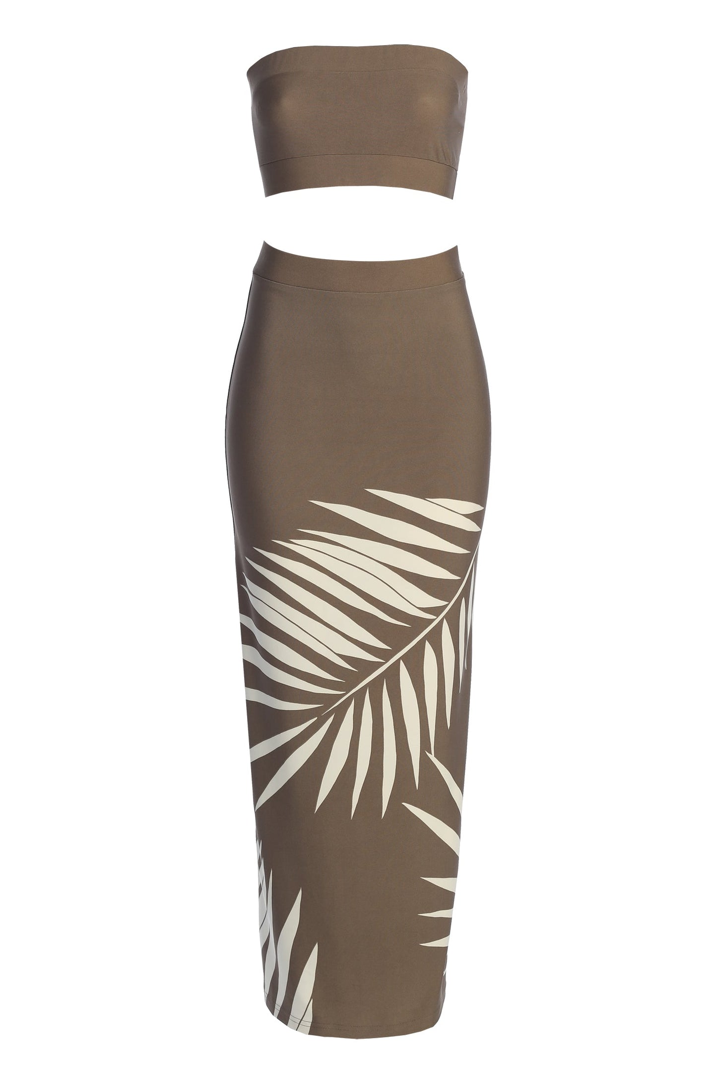 Tan Palm Print Fantasy Skirt Set JLUXLABEL