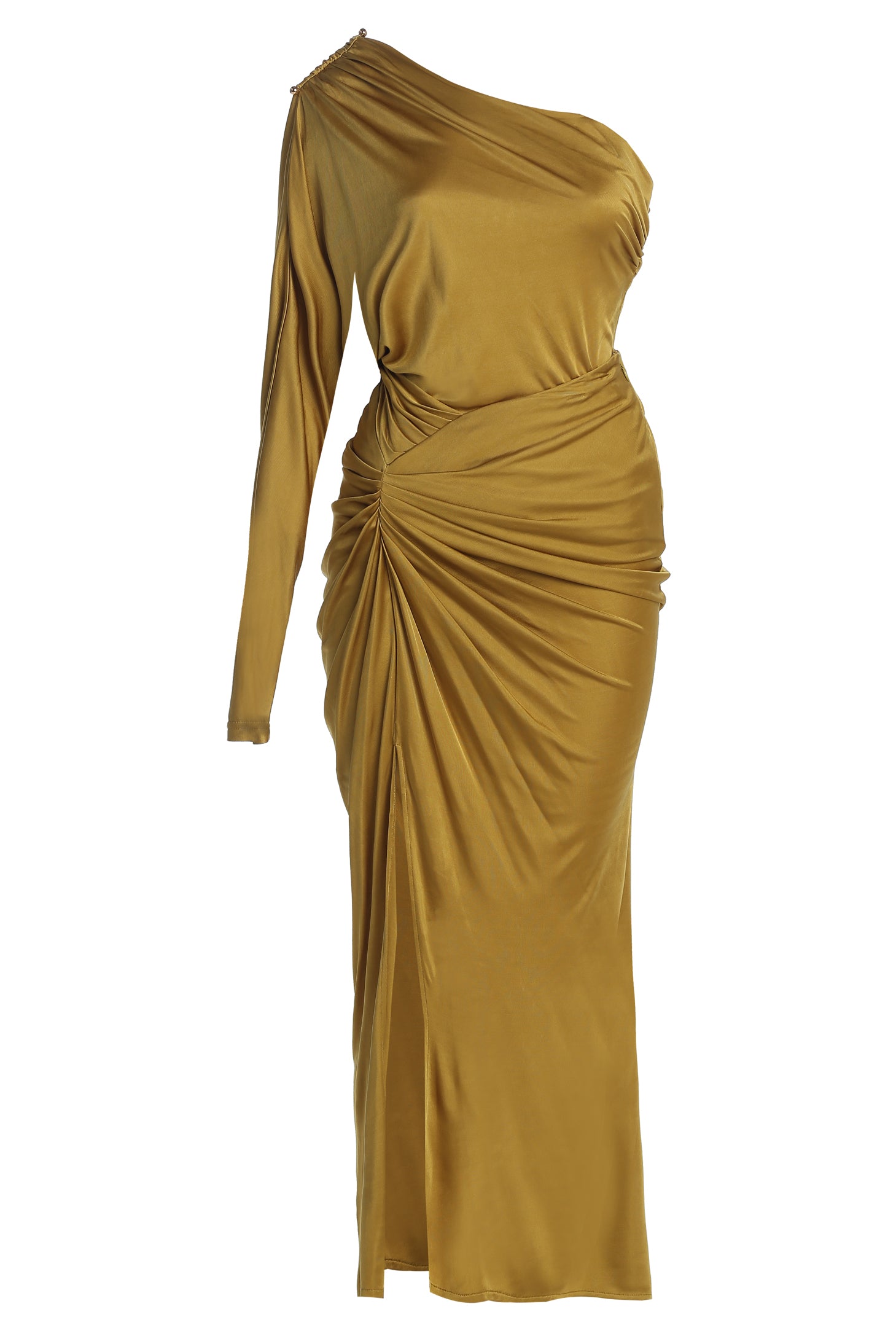 Lime Mira Drape Maxi Skirt JLUXLABEL