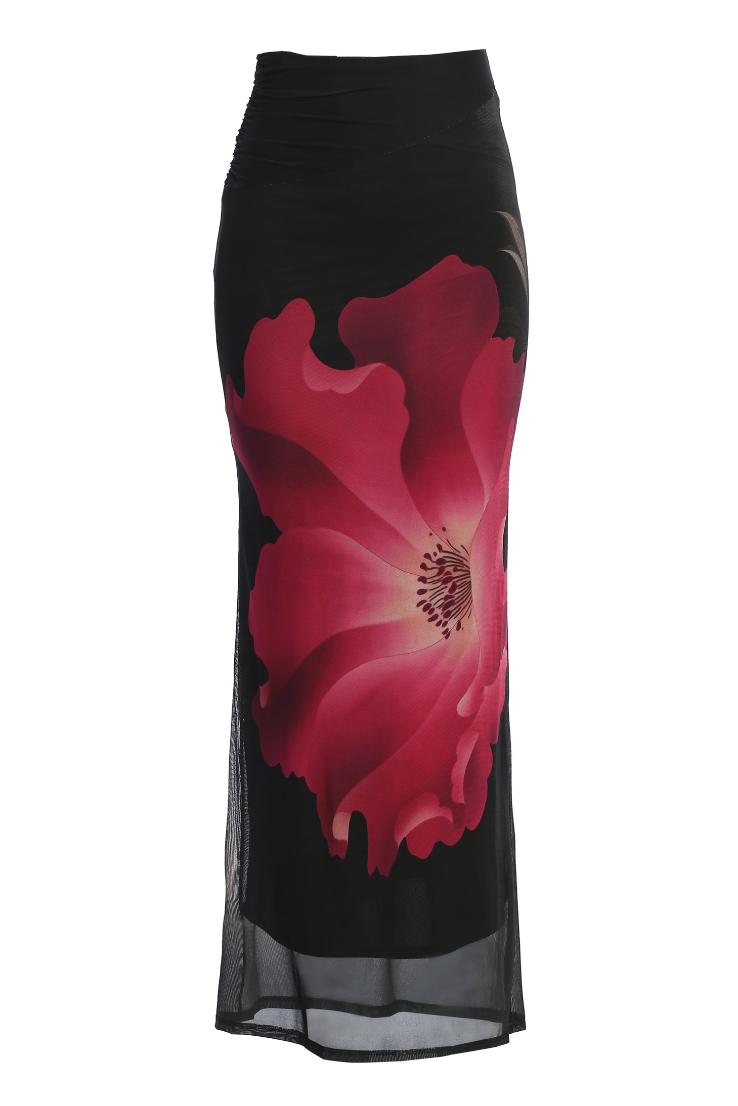 Black Floral Blooming Dawn Maxi Skirt JLUXLABEL
