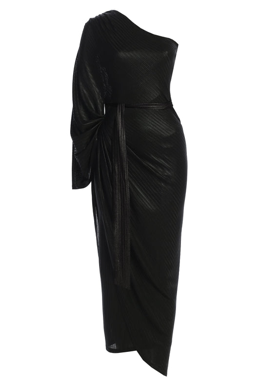 Black Amina Metallic Maxi Dress JLUXLABEL