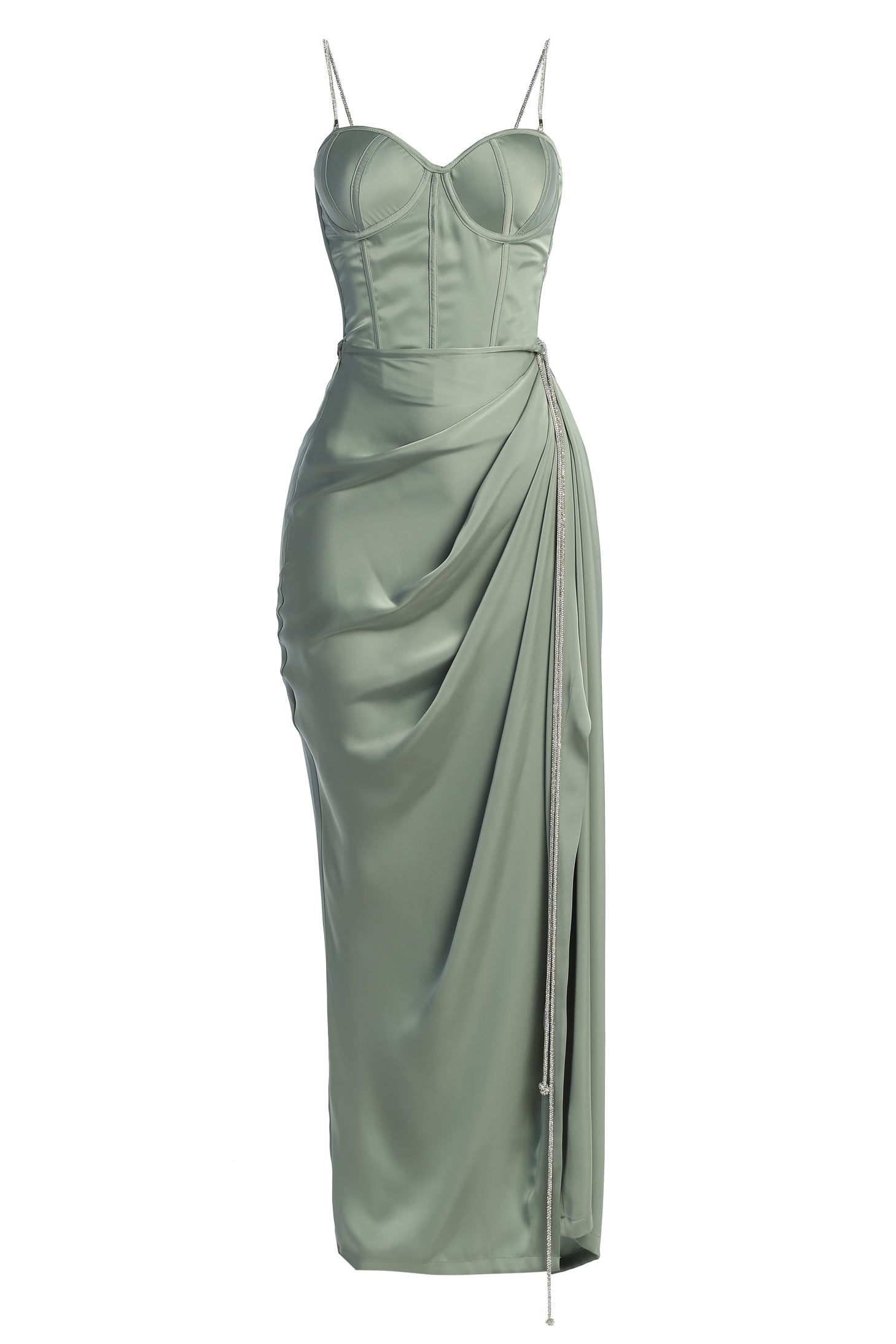 Sage Olea Satin Skirt JLUXLABEL