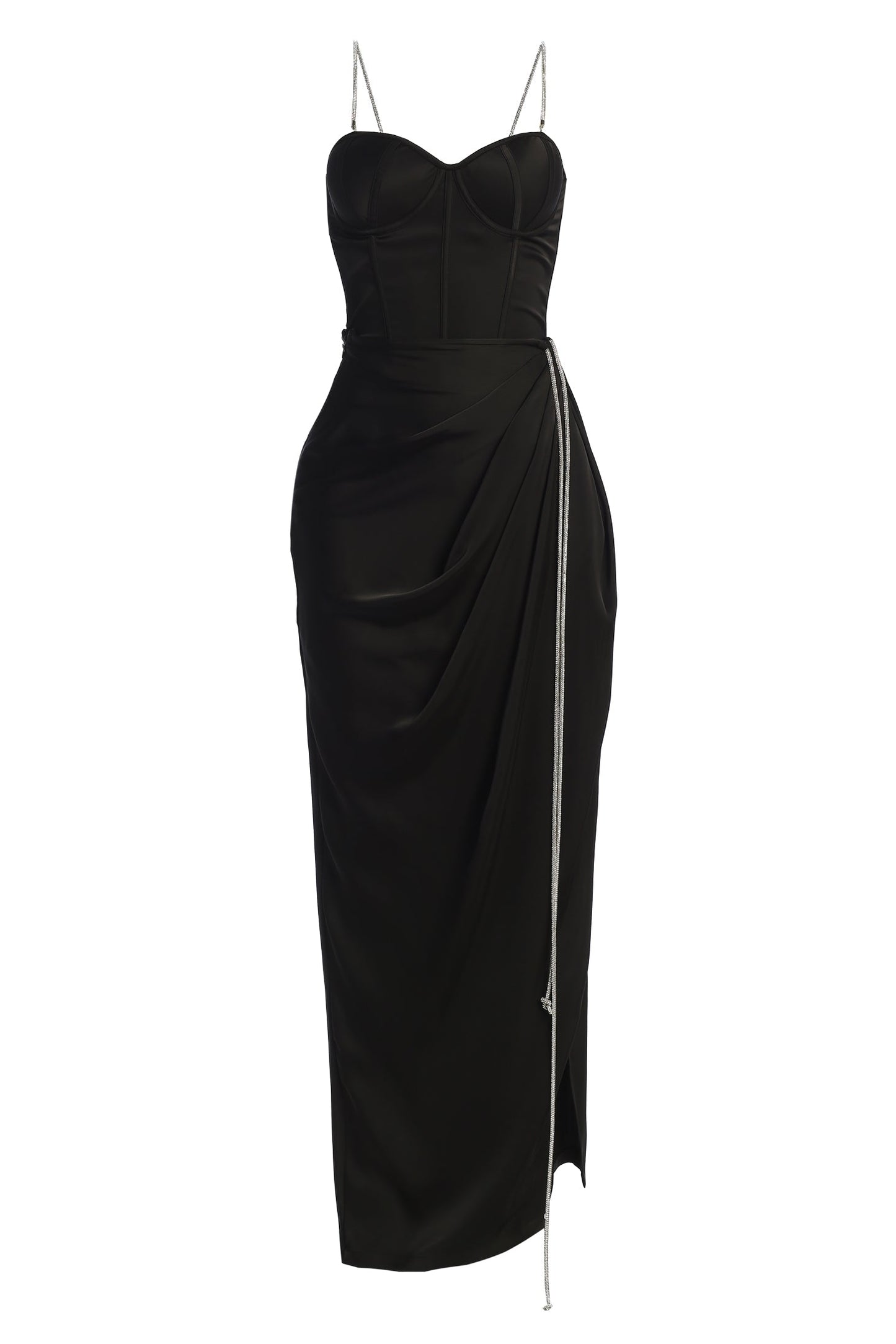 Black Olea Satin Skirt JLUXLABEL