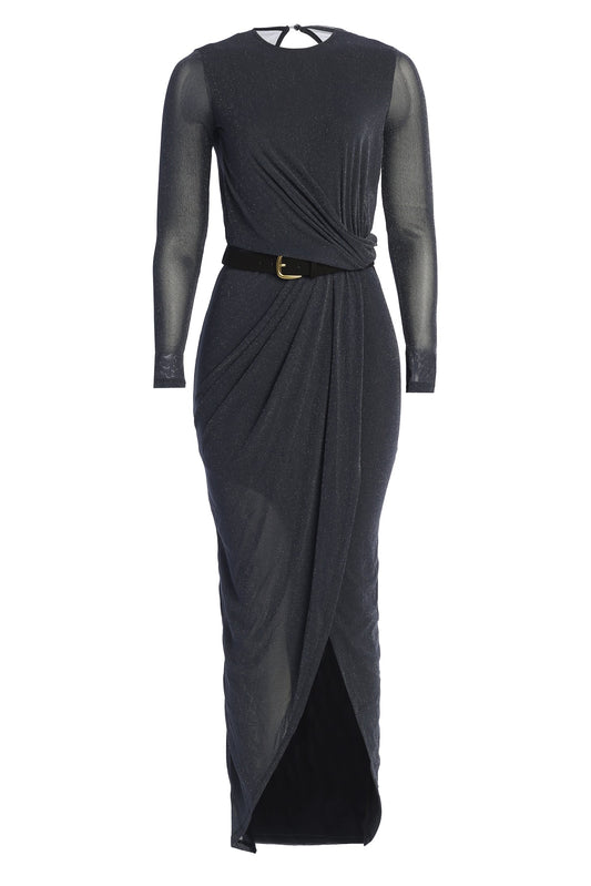 Blue Araceli Gathered Maxi Dress JLUXLABEL