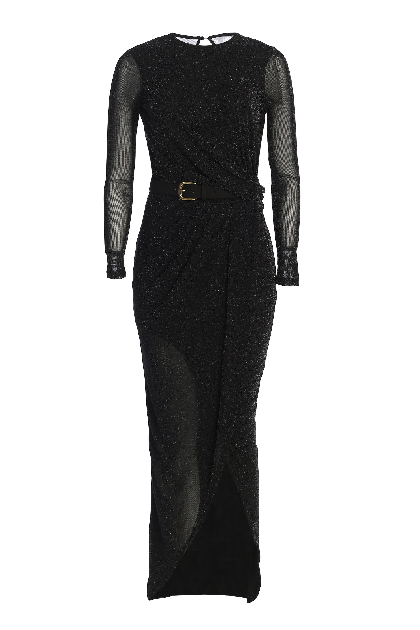 Black Araceli Gathered Maxi Dress JLUXLABEL