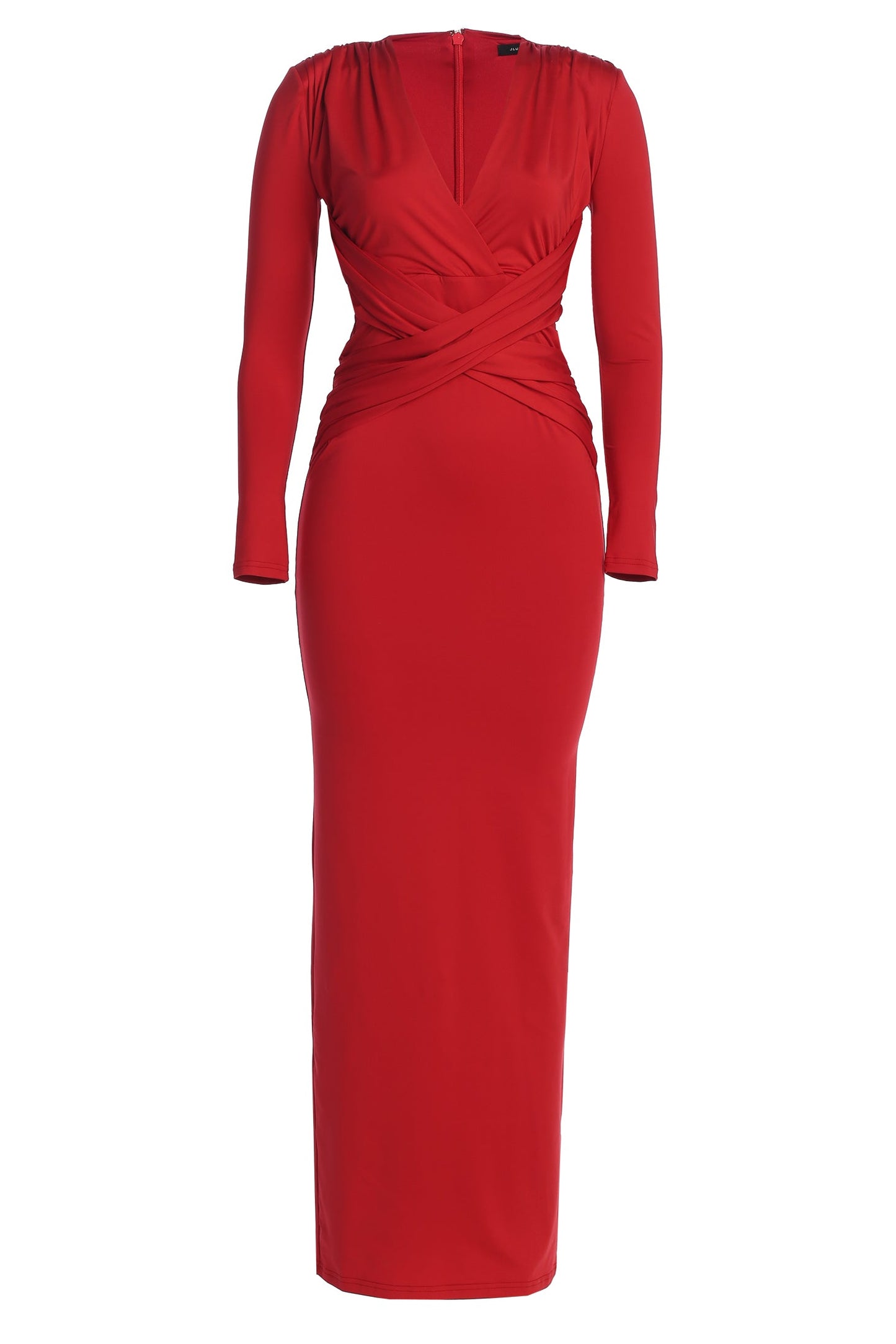 Red Rowan Plunge Maxi Dress JLUXLABEL
