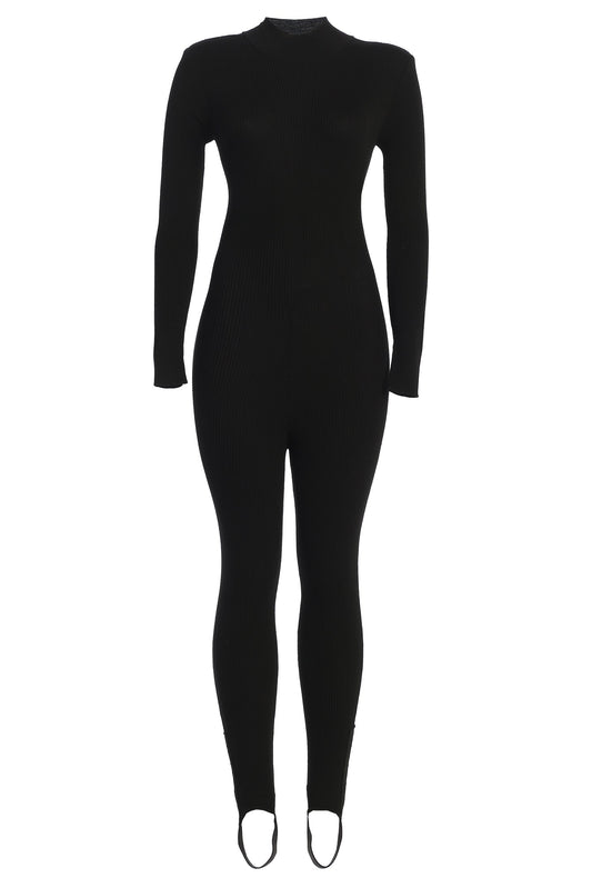 Black Minna Mock Neck Jumpsuit JLUXLABEL