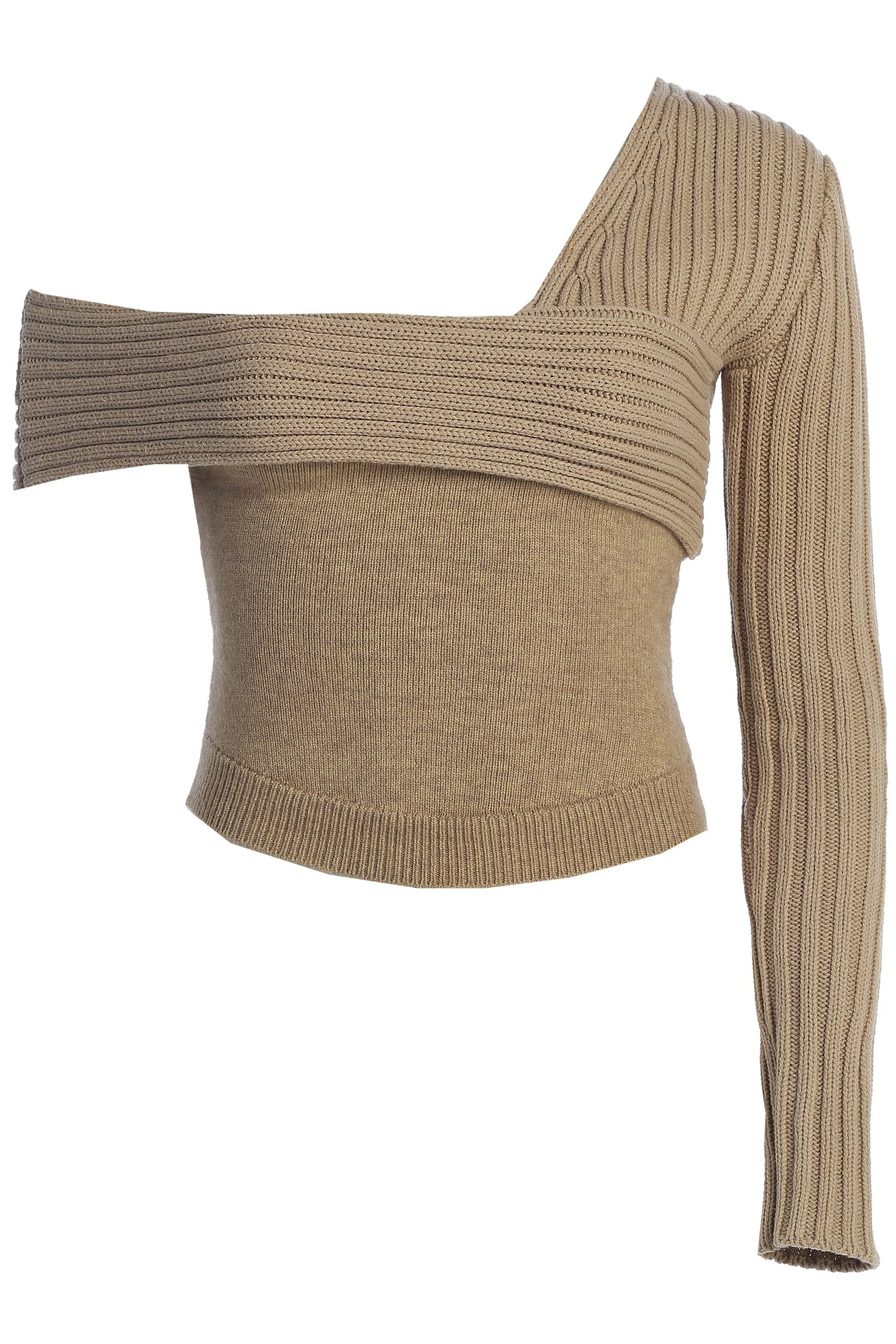 Beige Hadi Sweater Knit Top JLUXLABEL