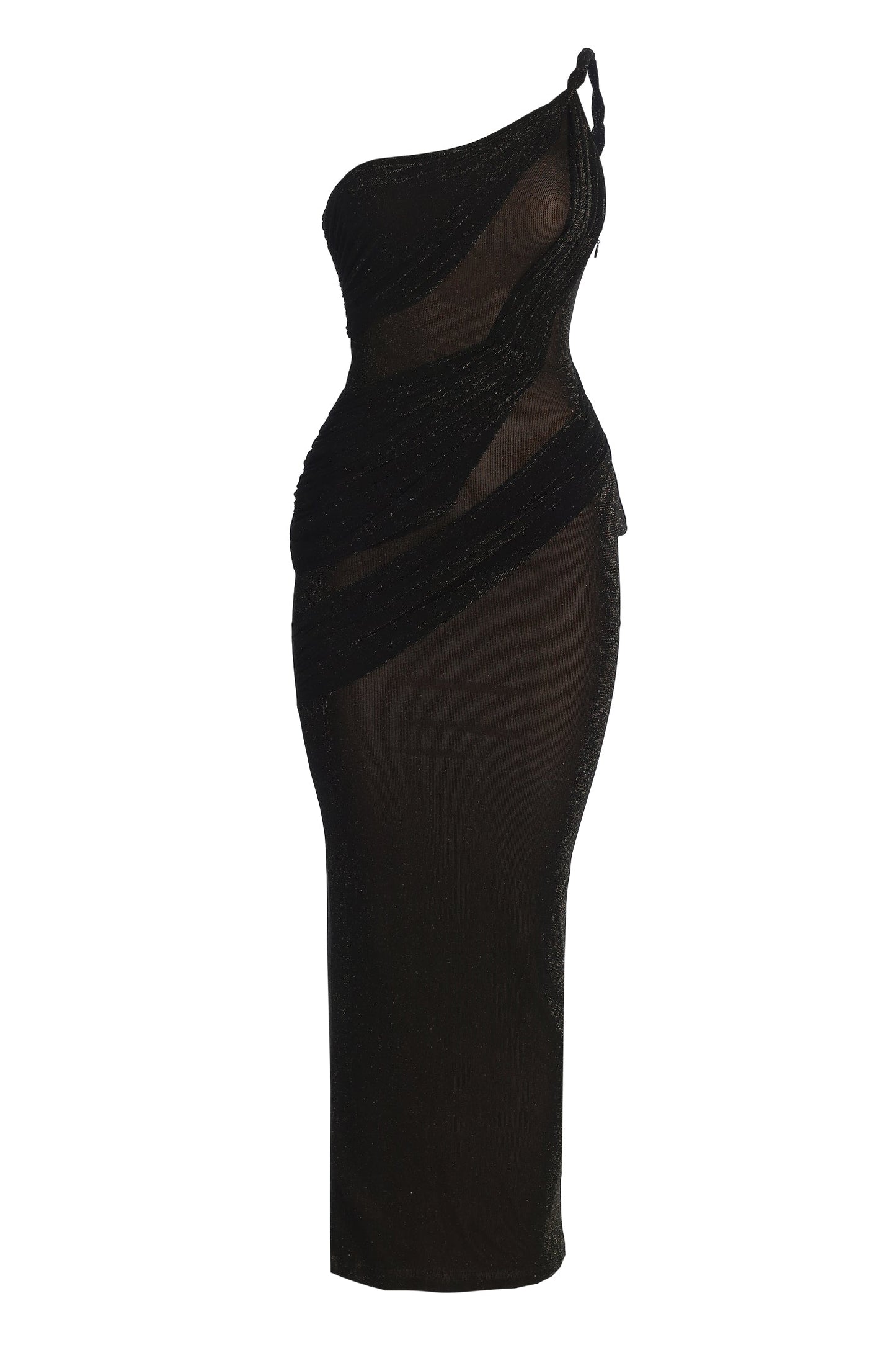 Black Alari One Shoulder Maxi Dress JLUXLABEL