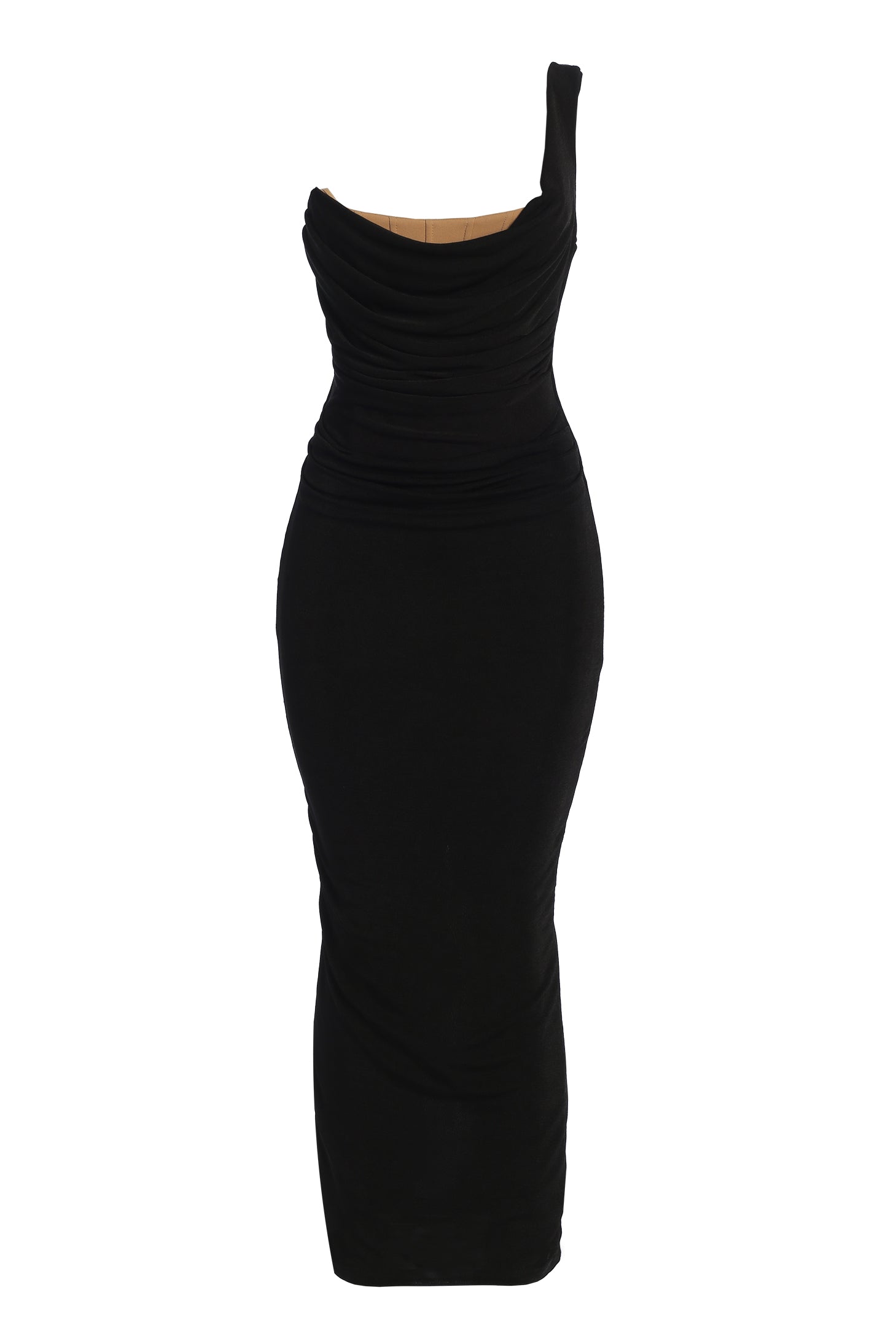 Black Slinky Krishna One Shoulder Maxi Dress NEWFASHIONEDGE