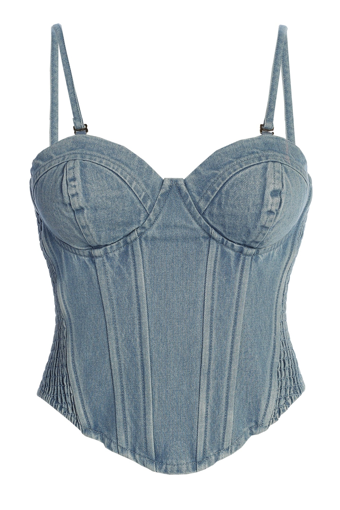 Medium Wash Denim Marsella Sweetheart Corset JLUXLABEL