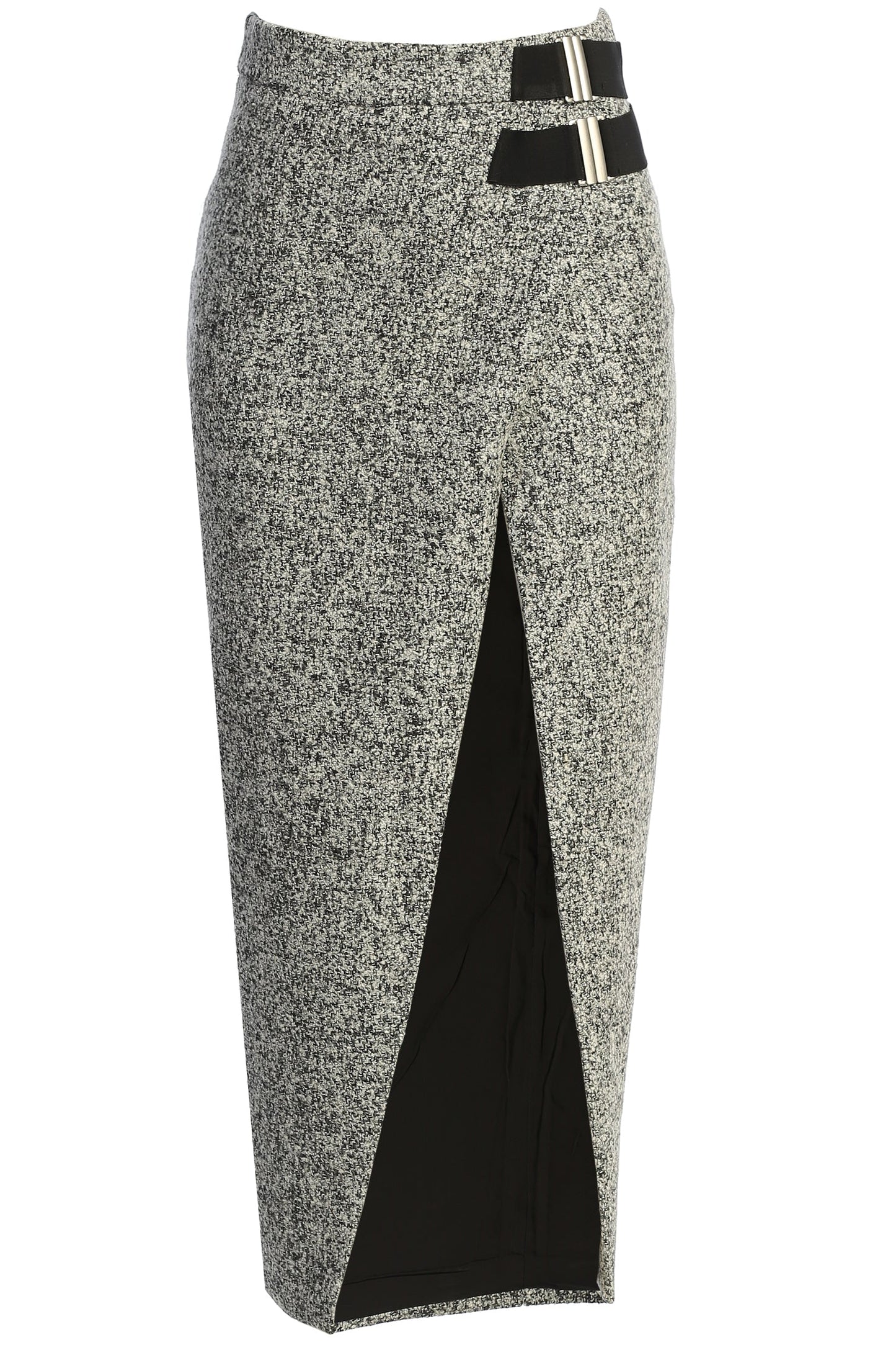 Lt. Grey Gisele Tweed Slit Skirt JLUXLABEL