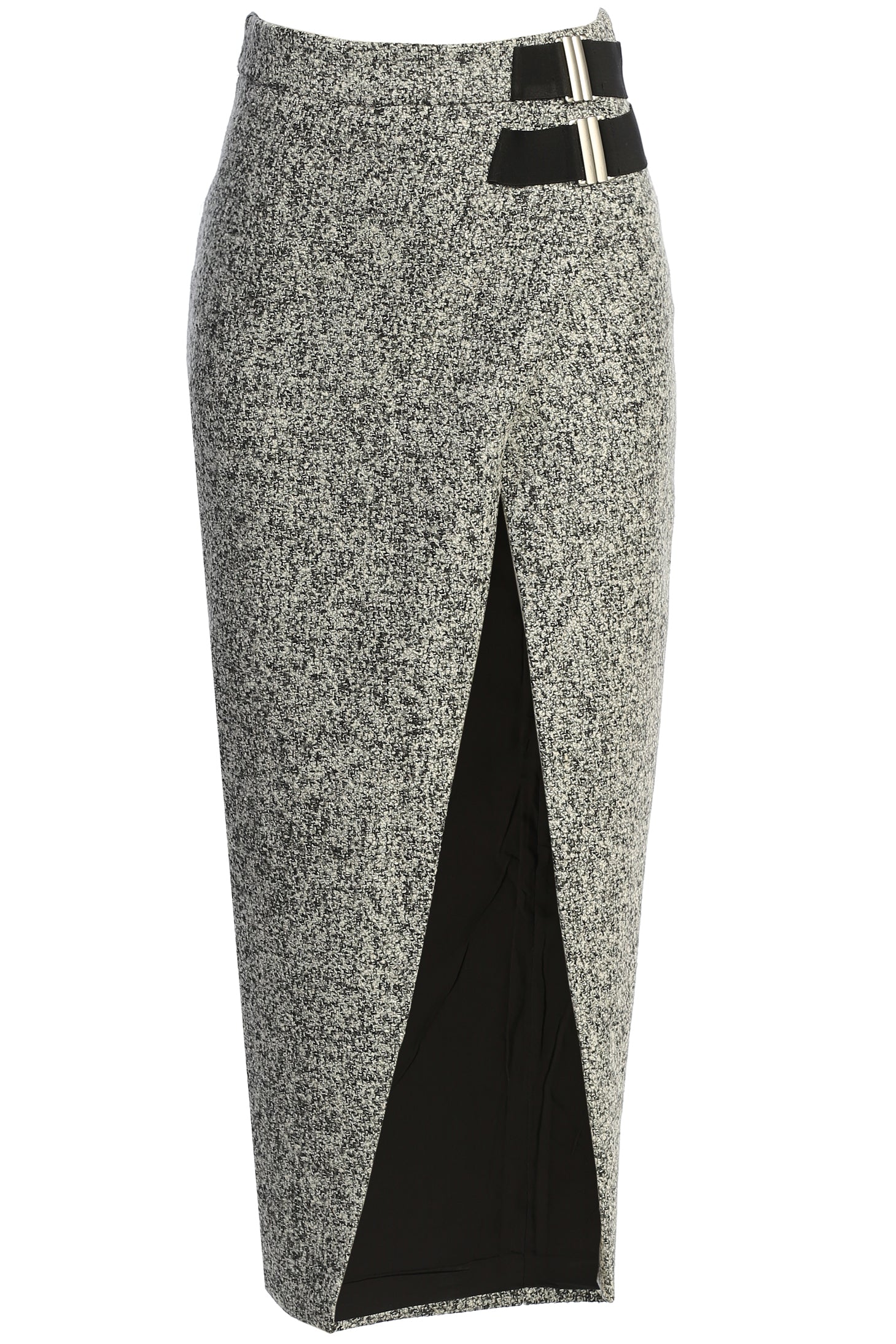 Lt. Grey Gisele Tweed Slit Skirt JLUXLABEL