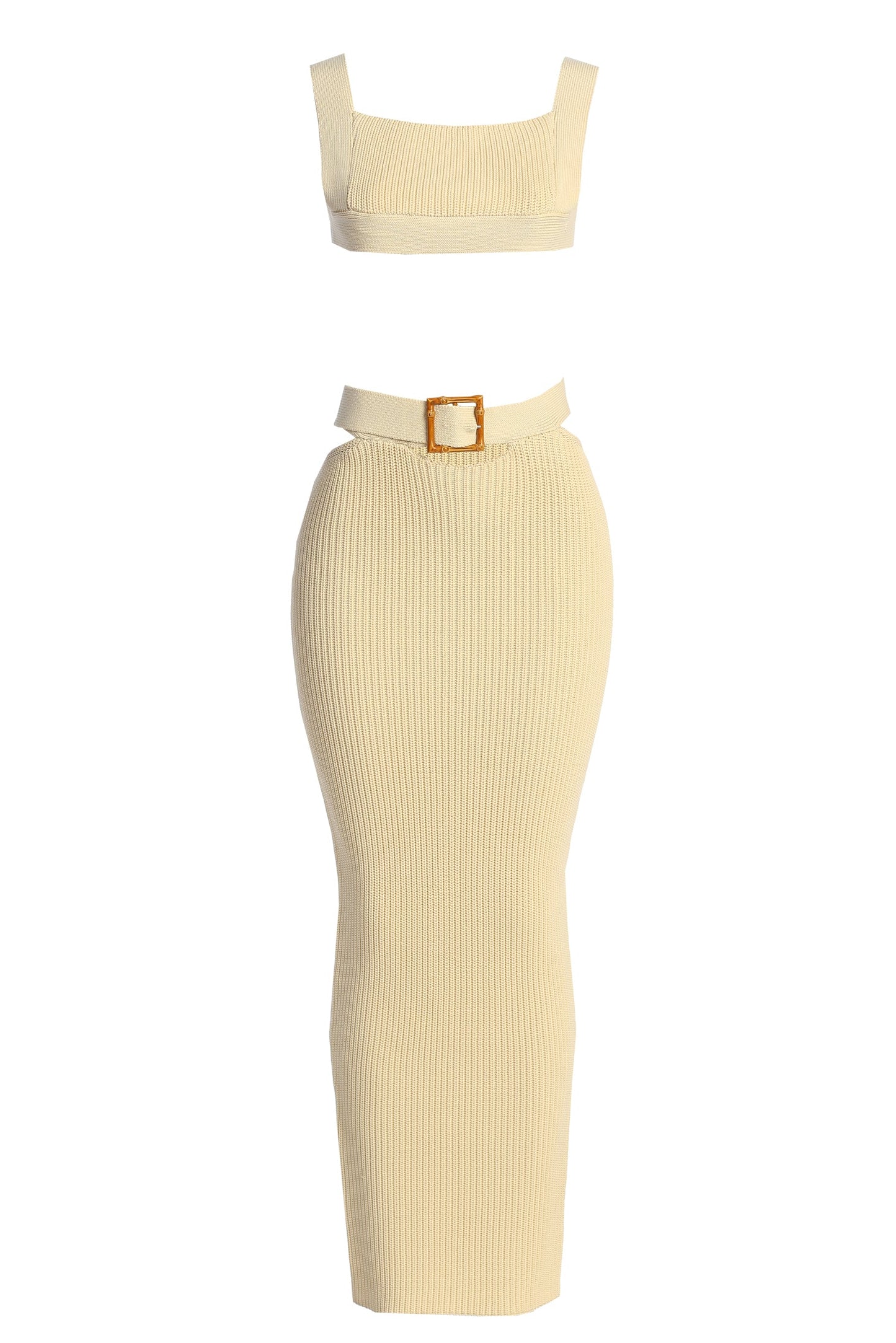 Ivory Nikole Ribbed Skirt Set JLUXLABEL