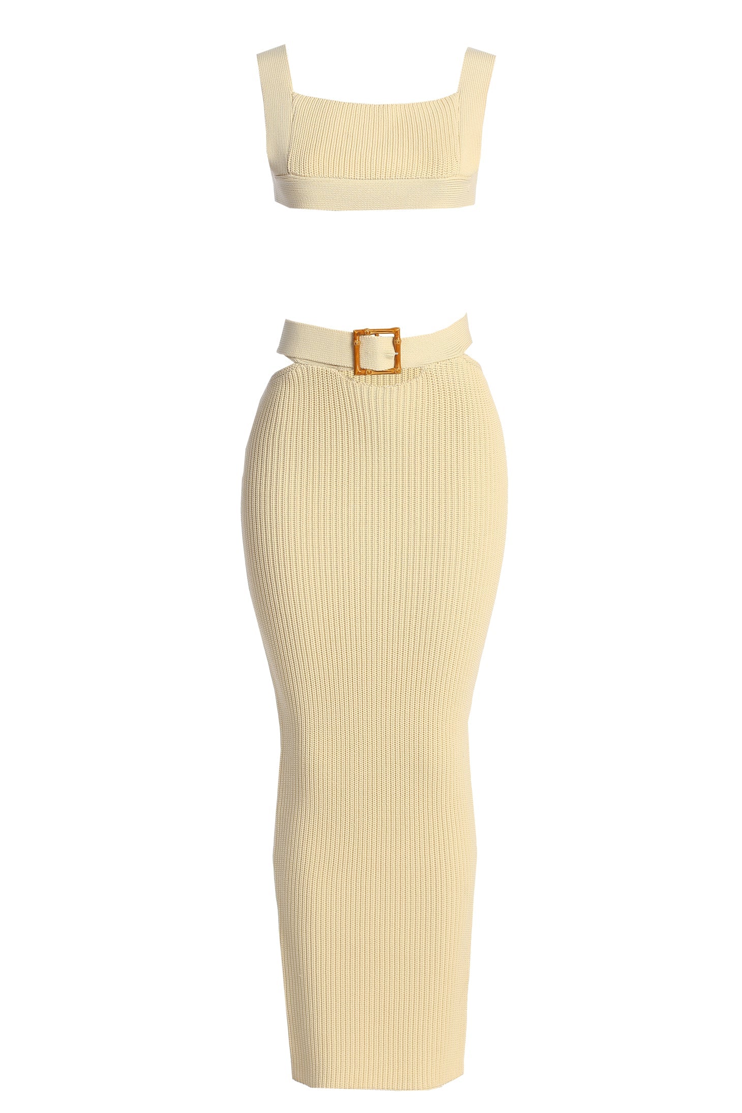 Ivory Nikole Ribbed Skirt Set JLUXLABEL