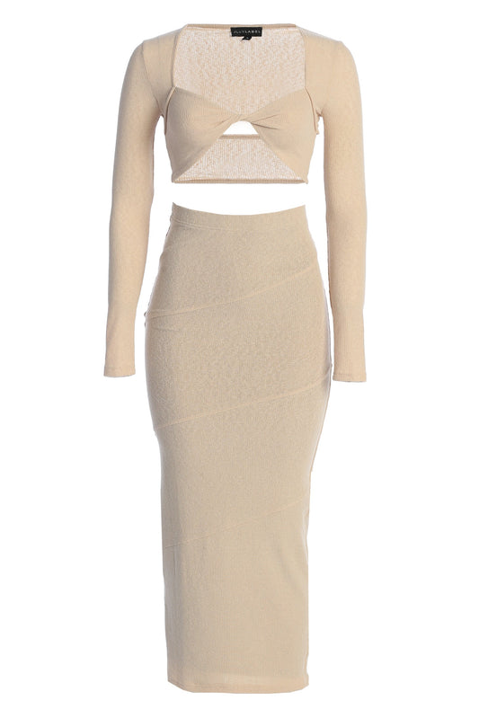 Beige All About You Skirt Set JLUXLABEL