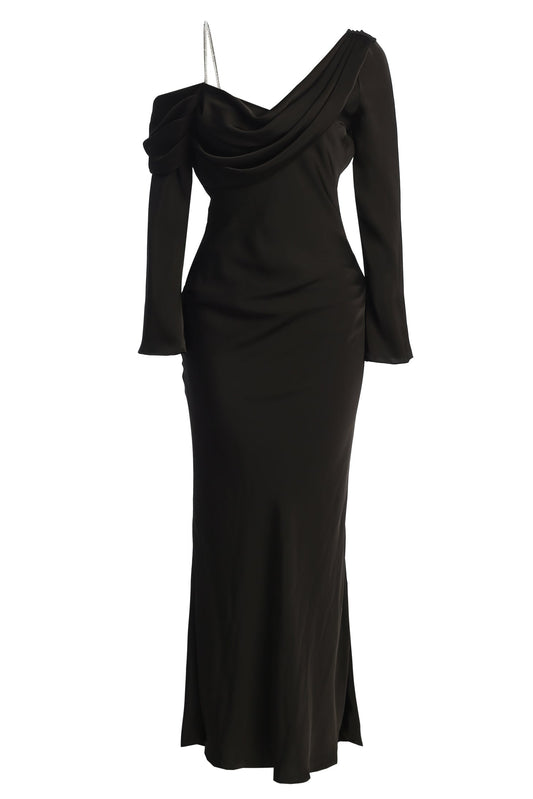 Black One And Only Satin Dress JLUXLABEL