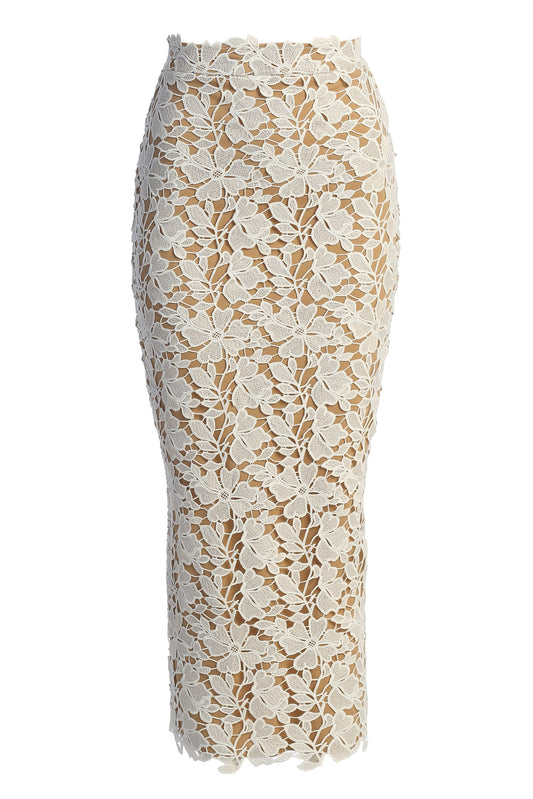 Ivory Lace Romance Maxi Skirt JLUXLABEL