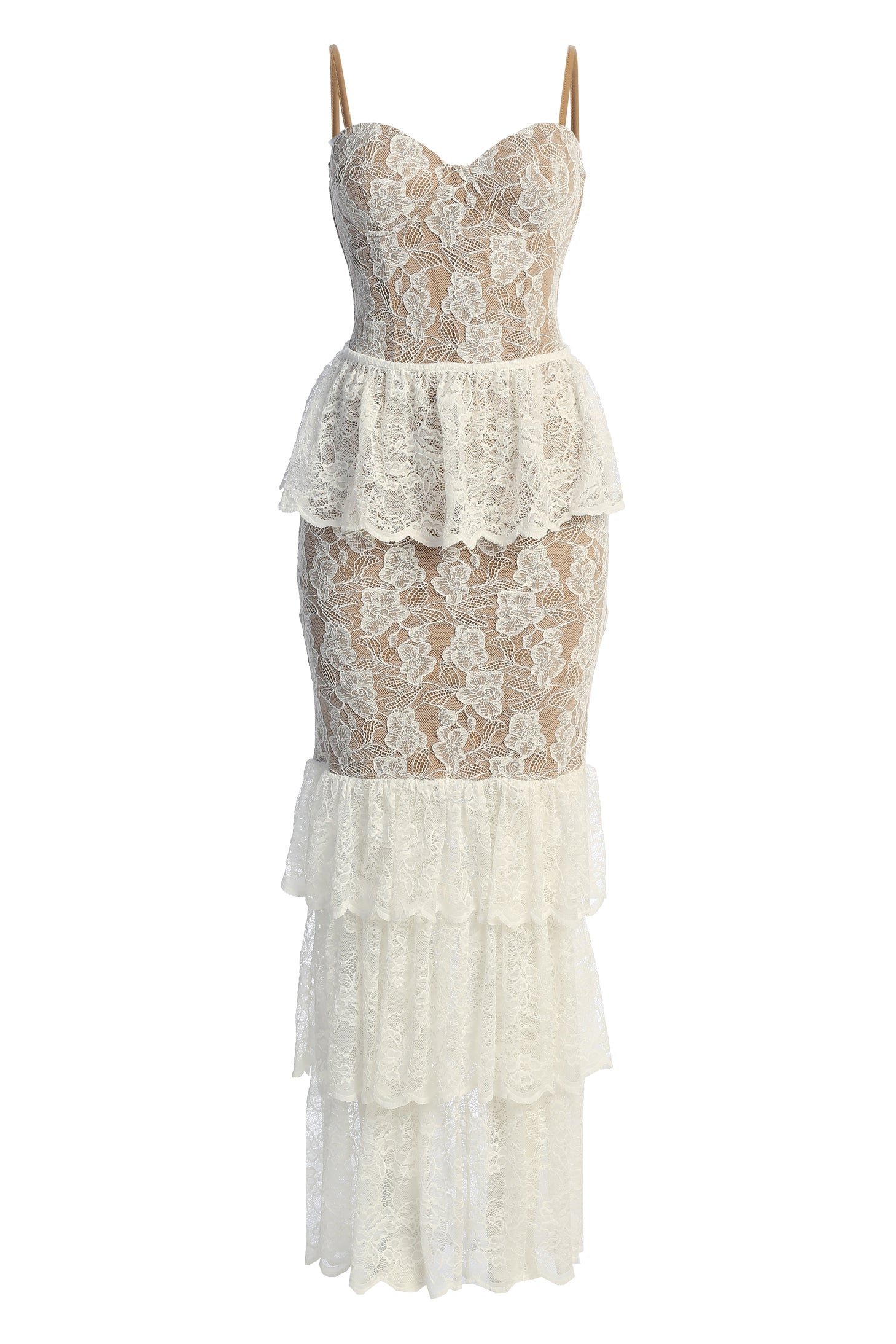 Ivory Fairytale Ending Lace Maxi Dress JLUXLABEL