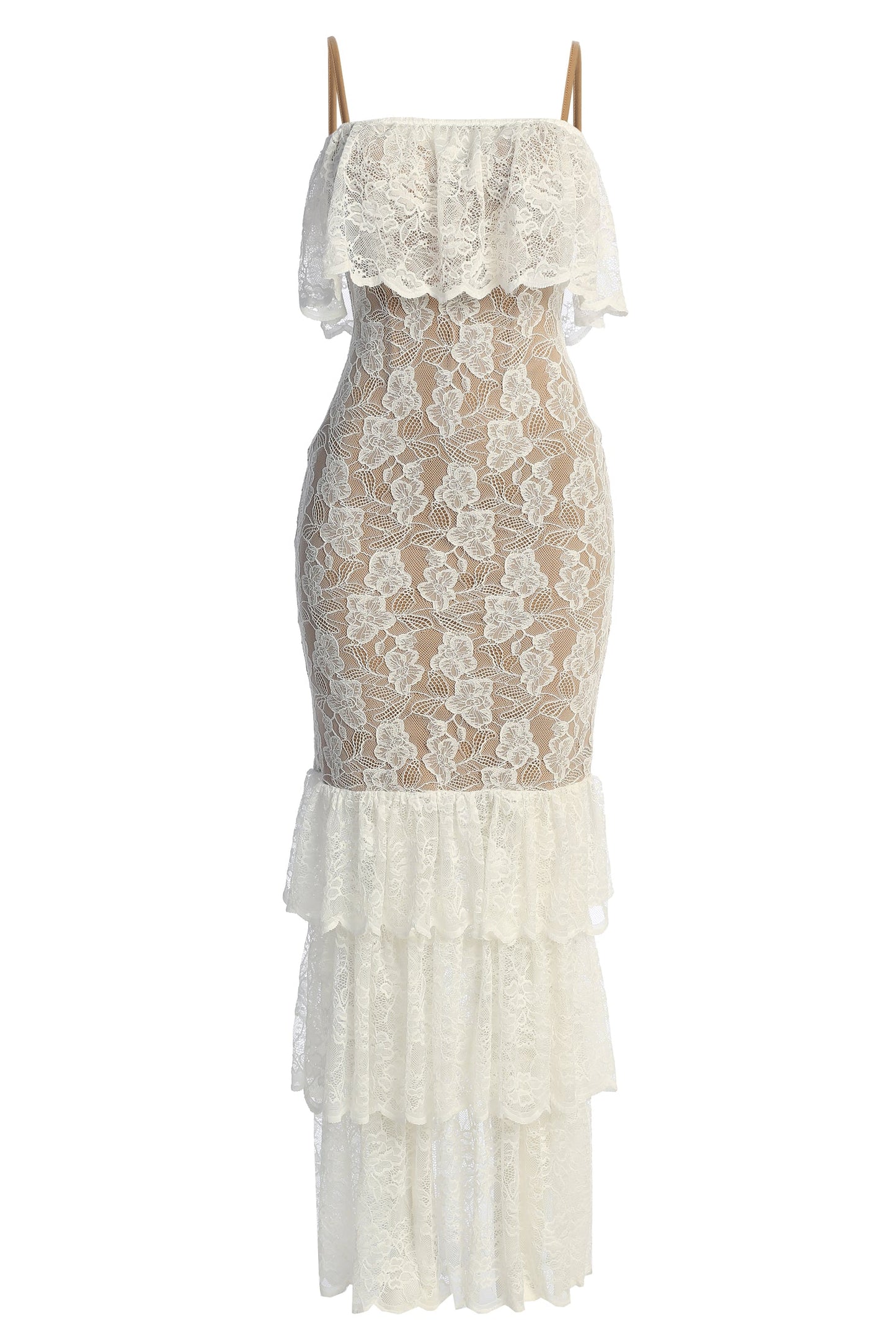 Ivory Fairytale Ending Lace Maxi Dress JLUXLABEL