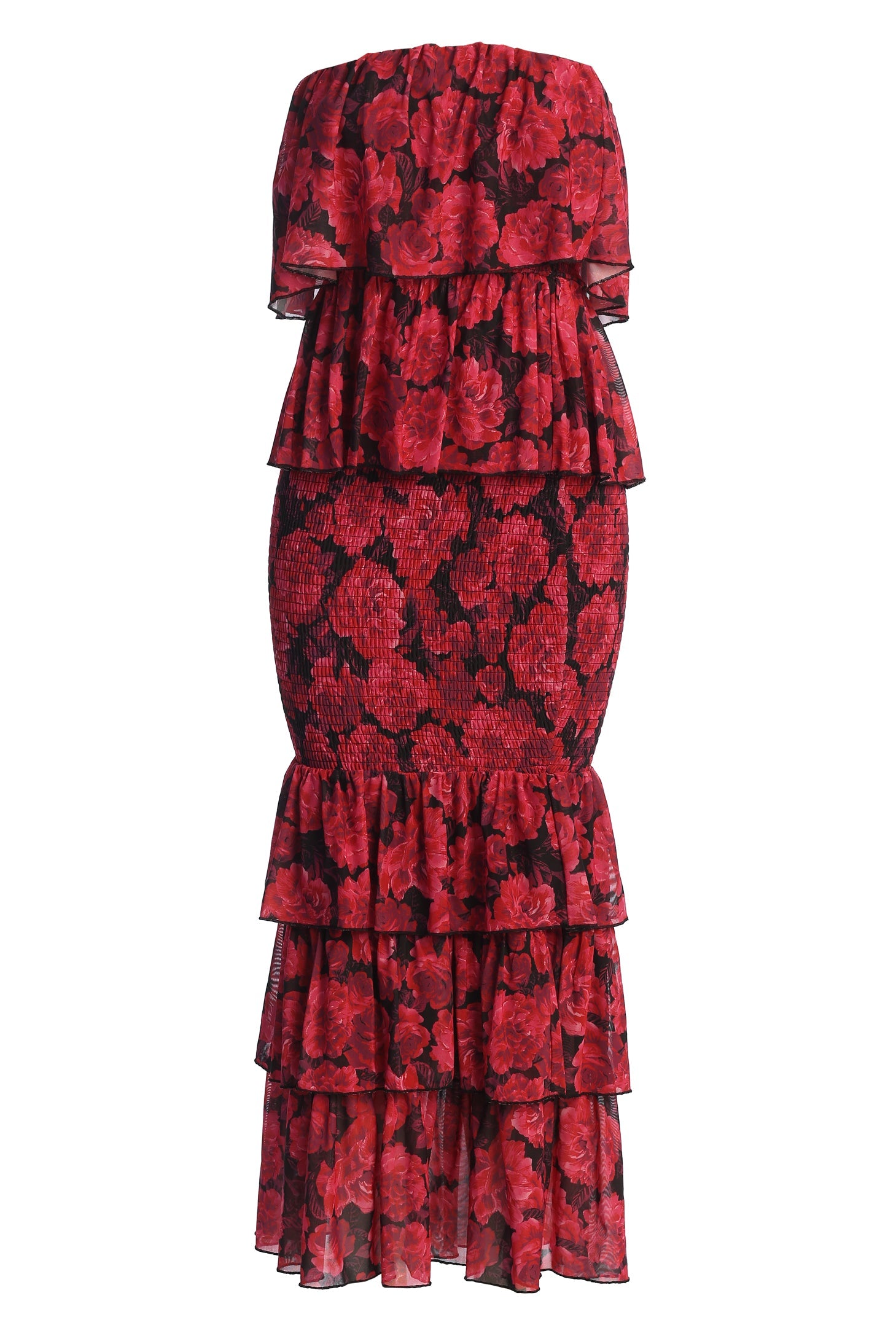 Pink  Floral Casa Blanca Ruffle Dress JLUXLABEL
