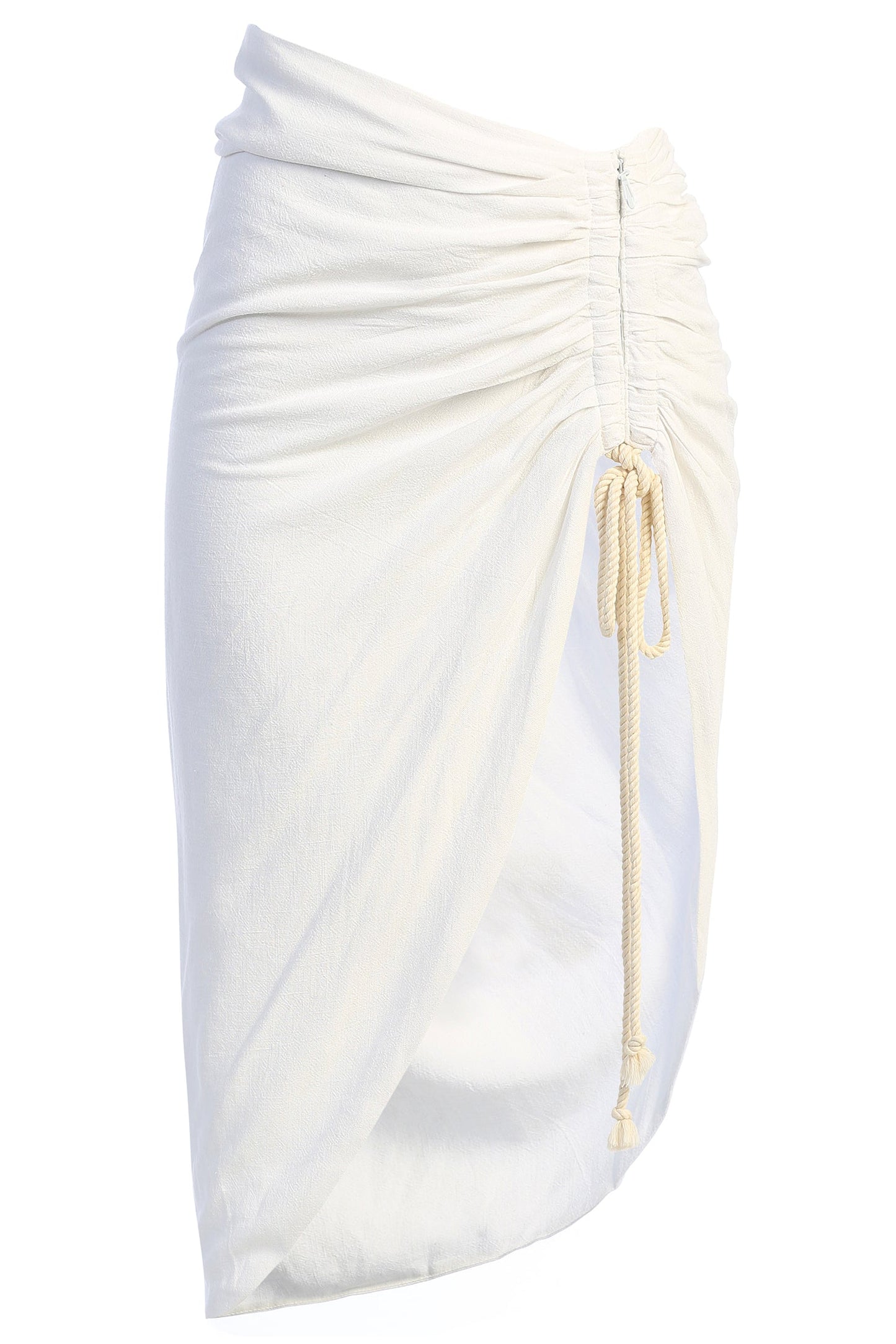 Ivory Spring Ruched Linen Skirt JLUXLABEL