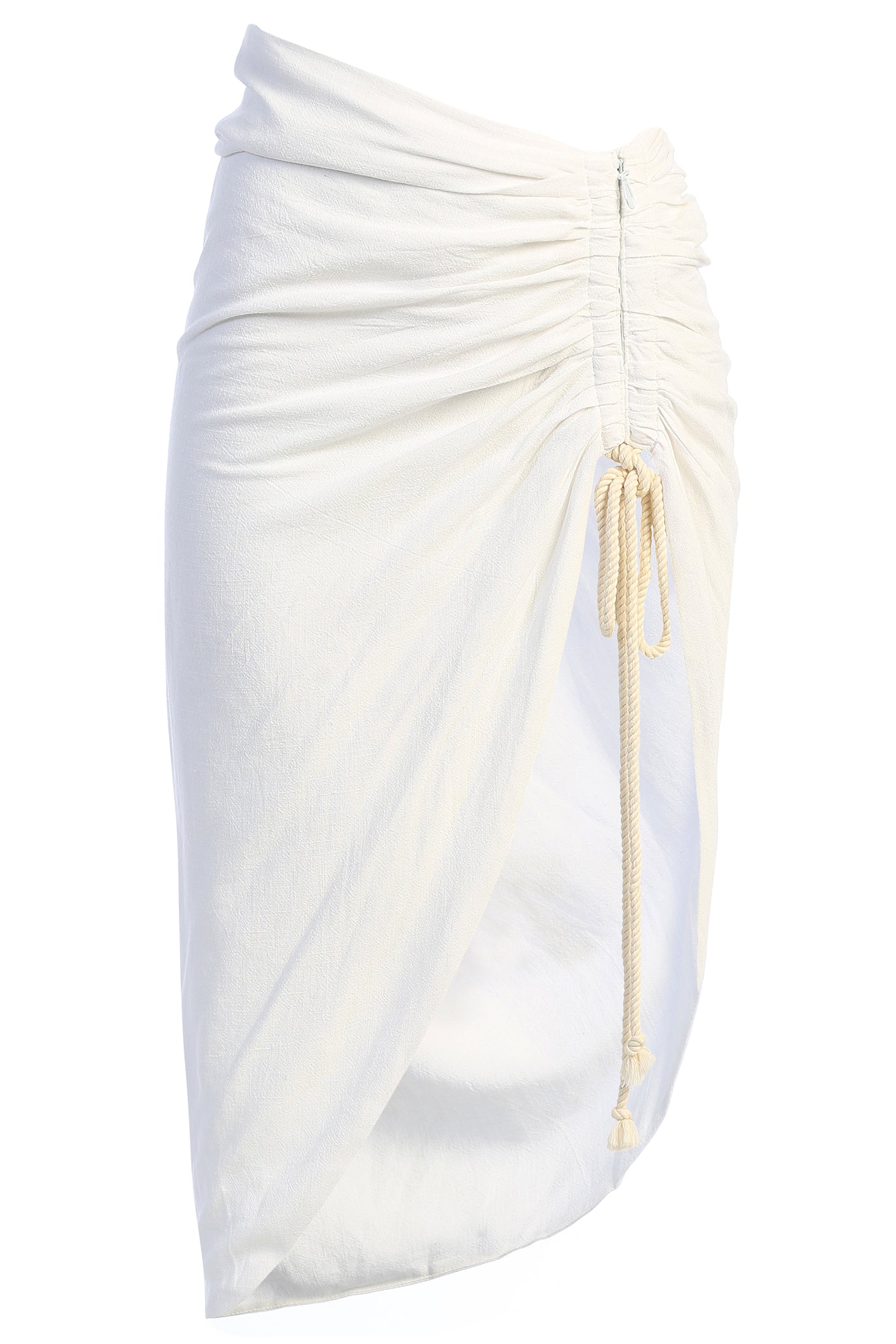 Ivory Spring Ruched Linen Skirt JLUXLABEL