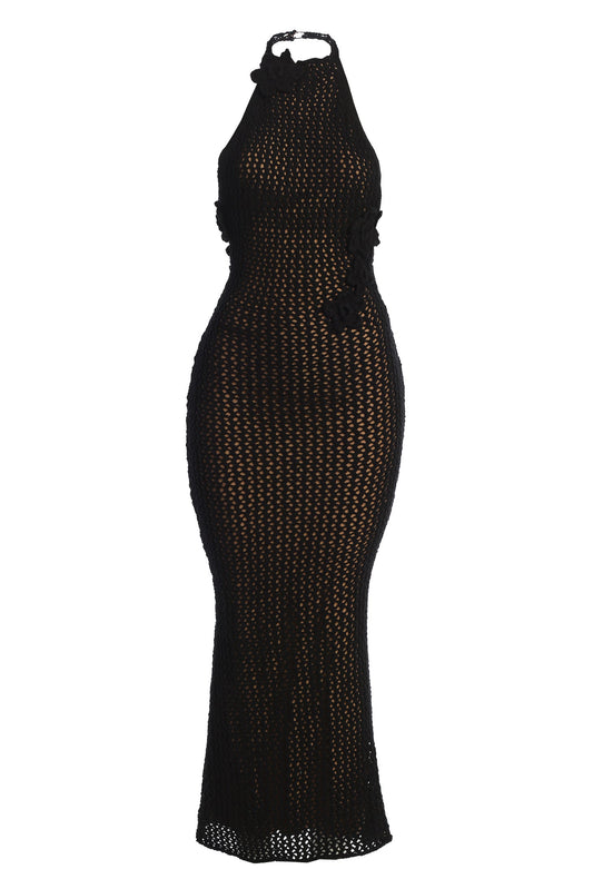 Black Paradise Crochet Maxi Dress JLUXLABEL