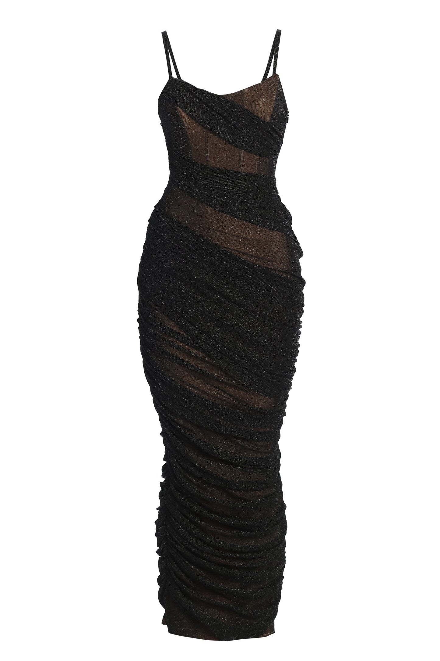 Black Catalina Lurex Knit Maxi Dress JLUXLABEL