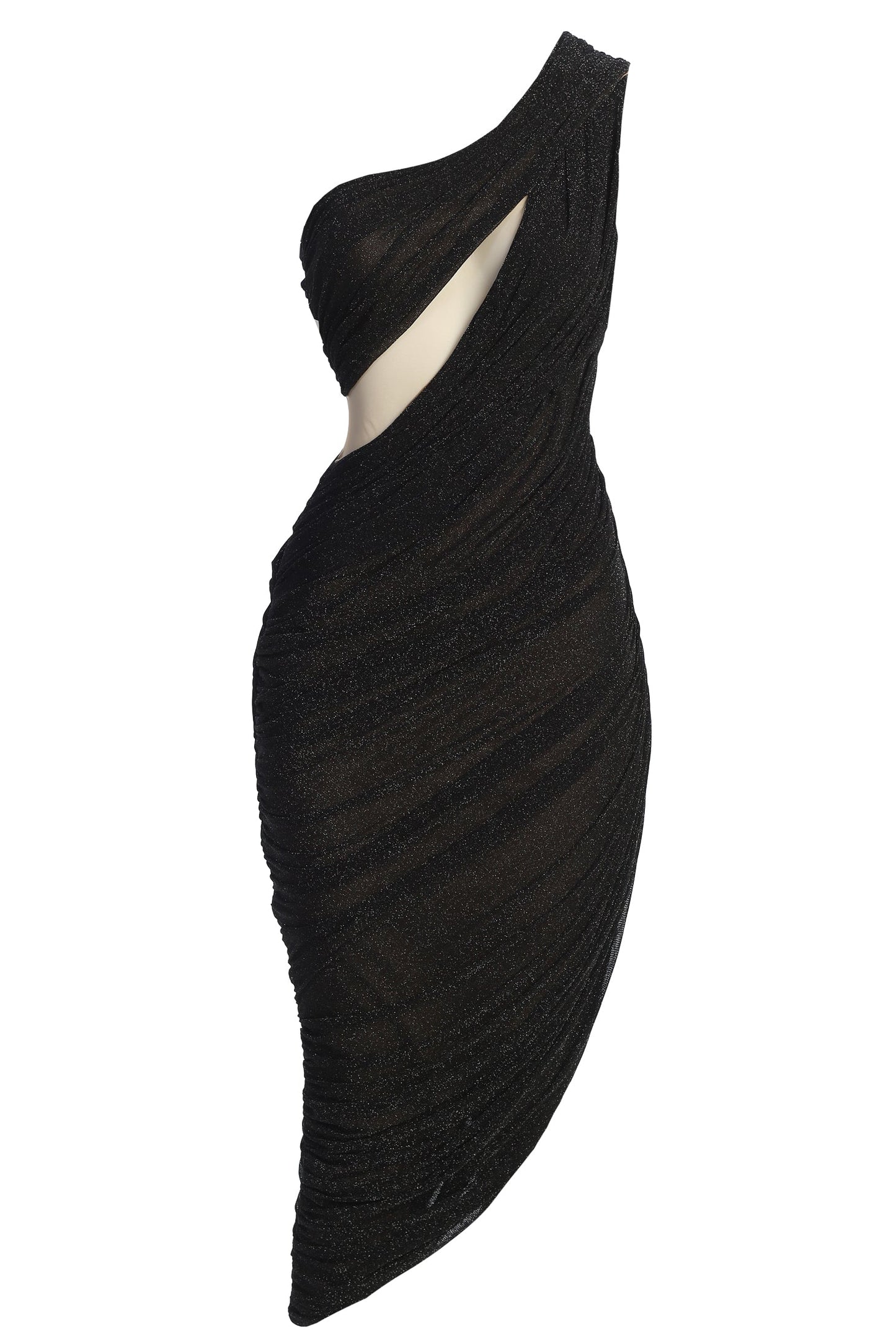 Black Aura Shimmer Midi Dress JLUXLABEL