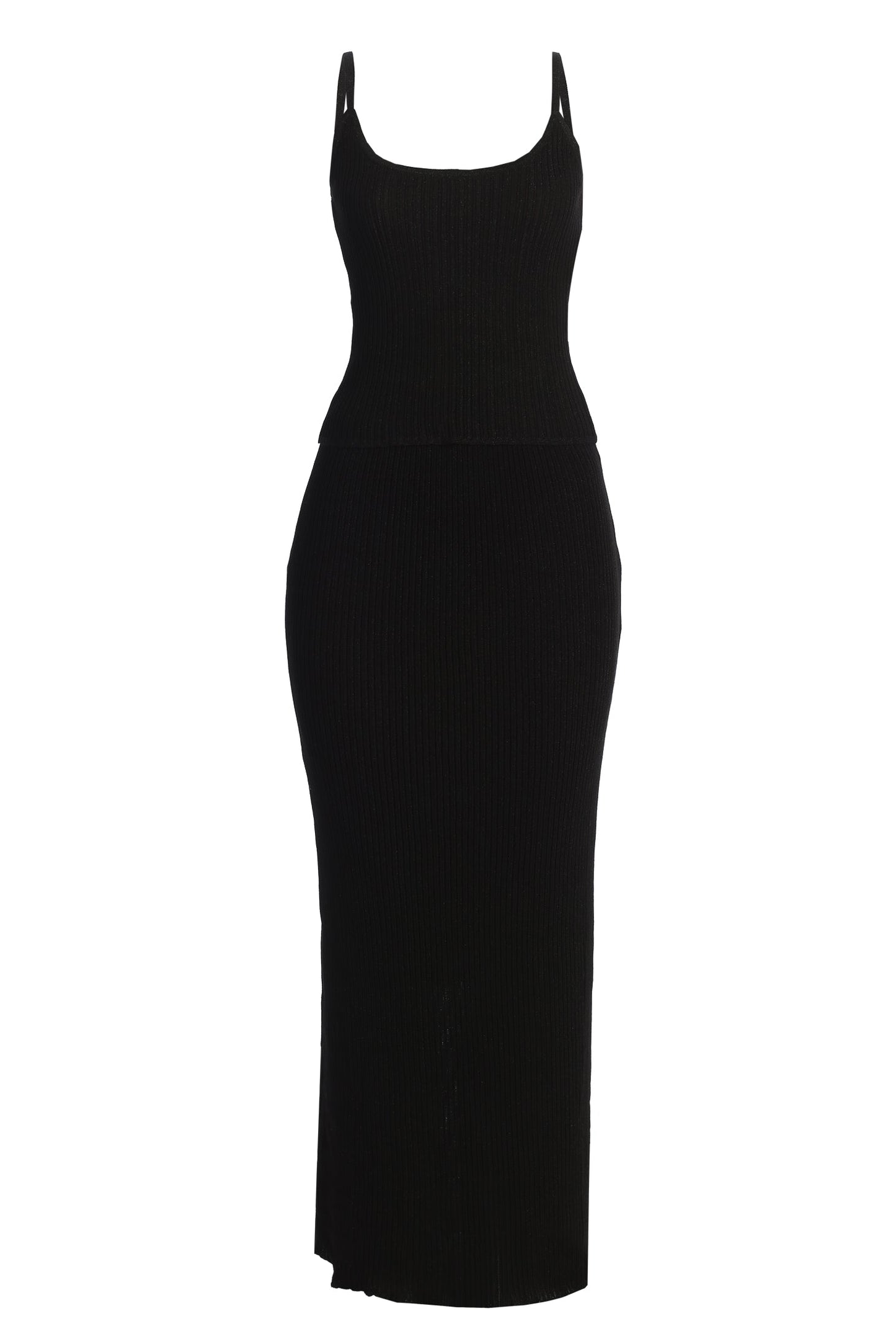 Black Serena Ribbed Skirt Set JLUXLABEL